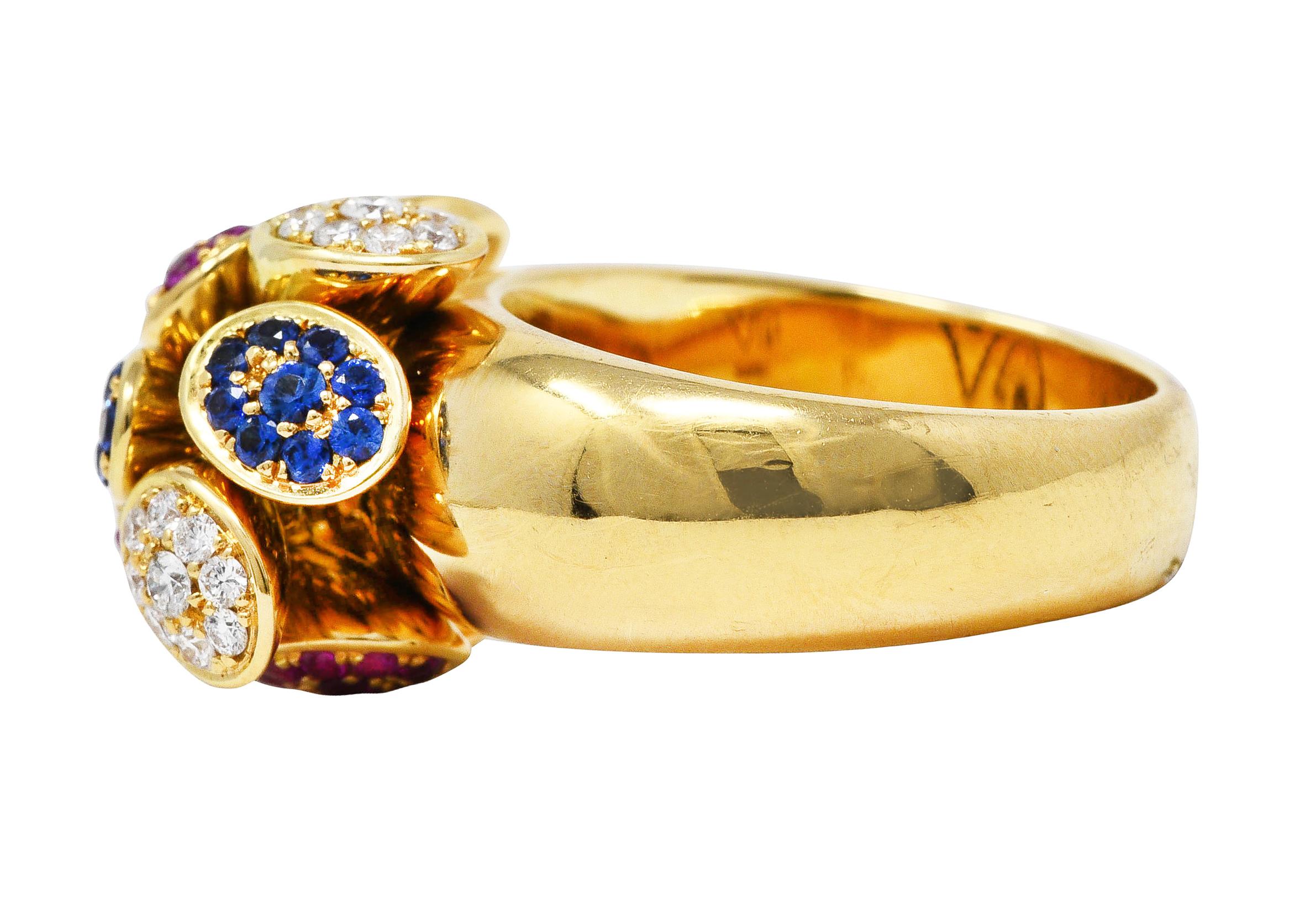 Michael Bondanza Ruby Diamond Sapphire 18 Karat Yellow Gold Tremblant Ring 1