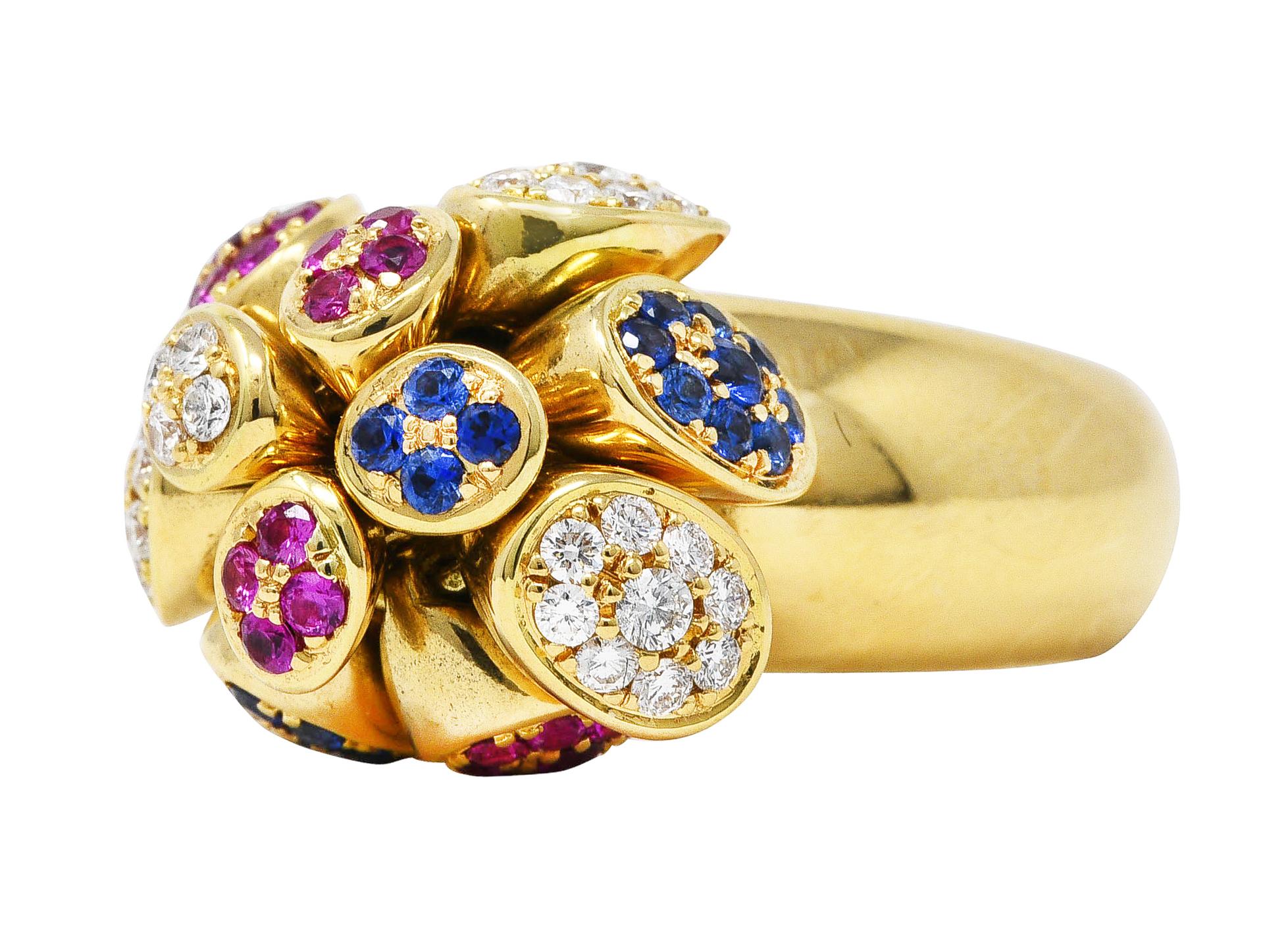 Michael Bondanza Ruby Diamond Sapphire 18 Karat Yellow Gold Tremblant Ring 2
