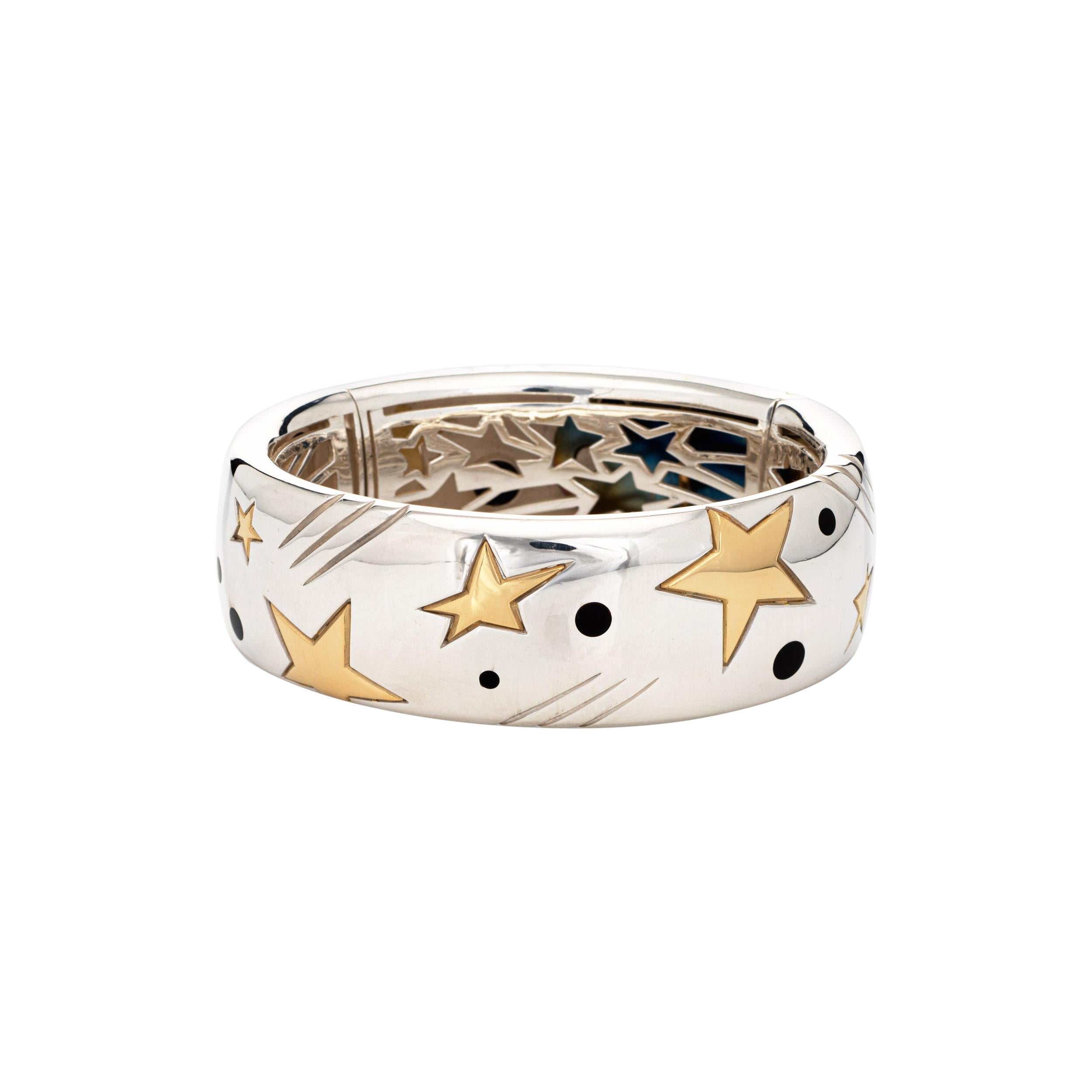 Michael Bondanza Star Bracelet Estate Sterling Silver 18k Yellow Gold Bangle For Sale