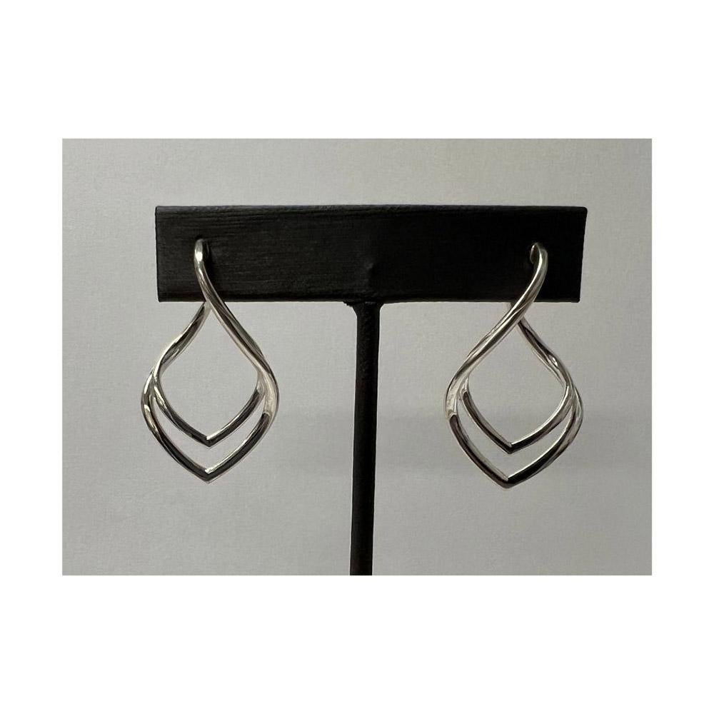 Modern Michael Bondanza Sterling Silver 2 Row Willow Hoops For Sale