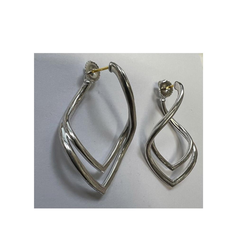 Michael Bondanza Sterling Silver 2 Row Willow Hoops For Sale 2