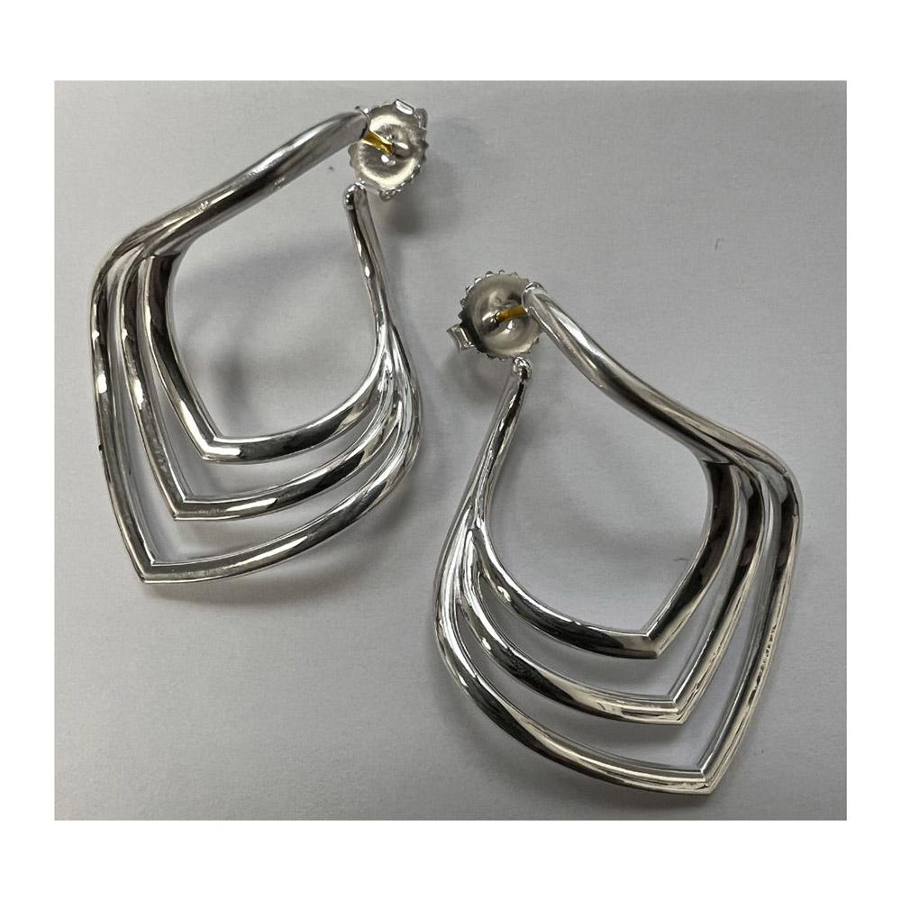 Michael Bondanza Sterling Silver 3 Row Willow Hoops In New Condition For Sale In New York, NY