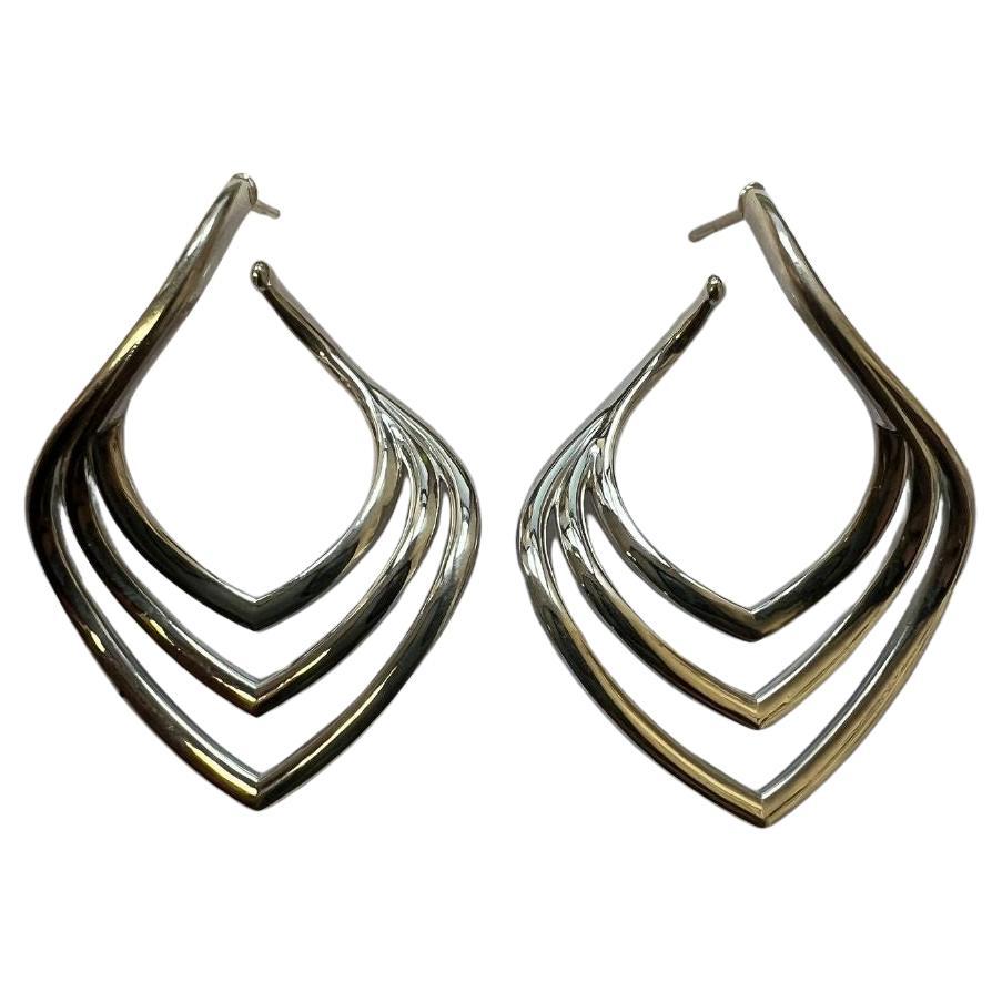 Michael Bondanza Sterling Silver 3 Row Willow Hoops For Sale