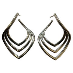 Michael Bondanza Sterling Silver 3 Row Willow Hoops
