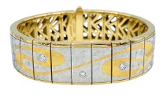 Michael Bondanza Bracciale a due toni con motivo a vortice e diamanti