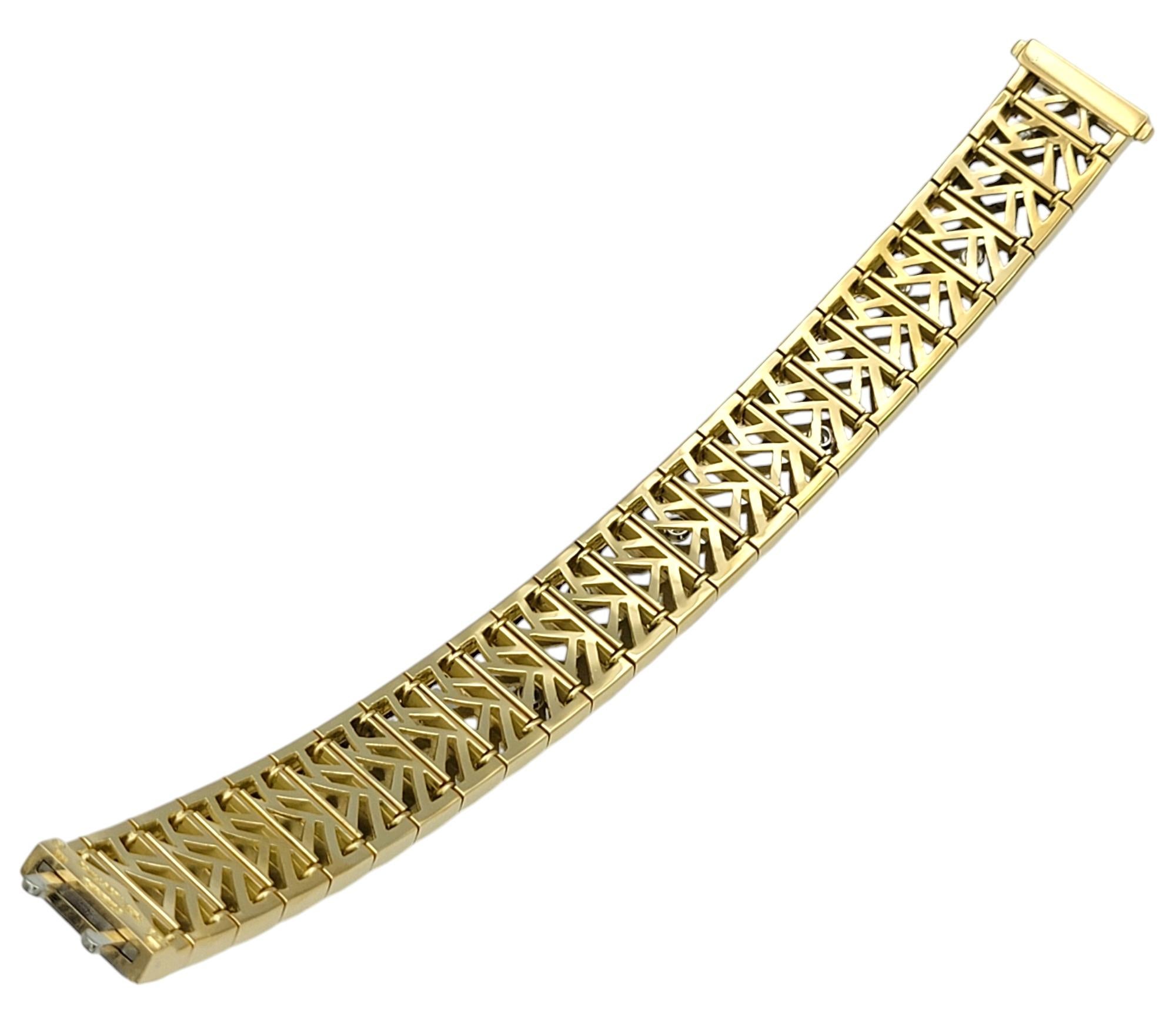 Round Cut Michael Bondanza Two-Tone Textured Swirl Motif Link Bracelet with Diamonds For Sale