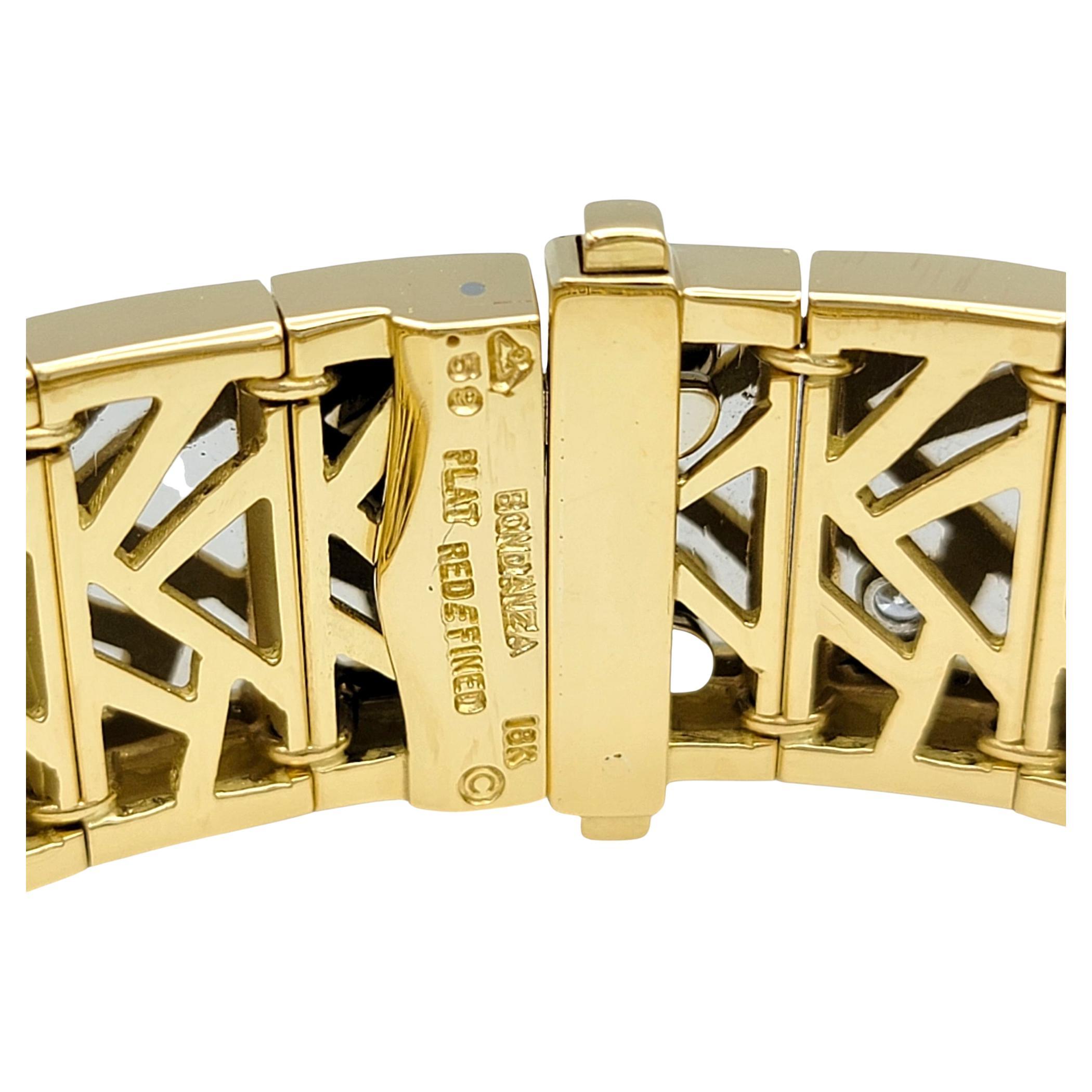 Michael Bondanza Two-Tone Textured Swirl Motif Link Bracelet with Diamonds For Sale 1