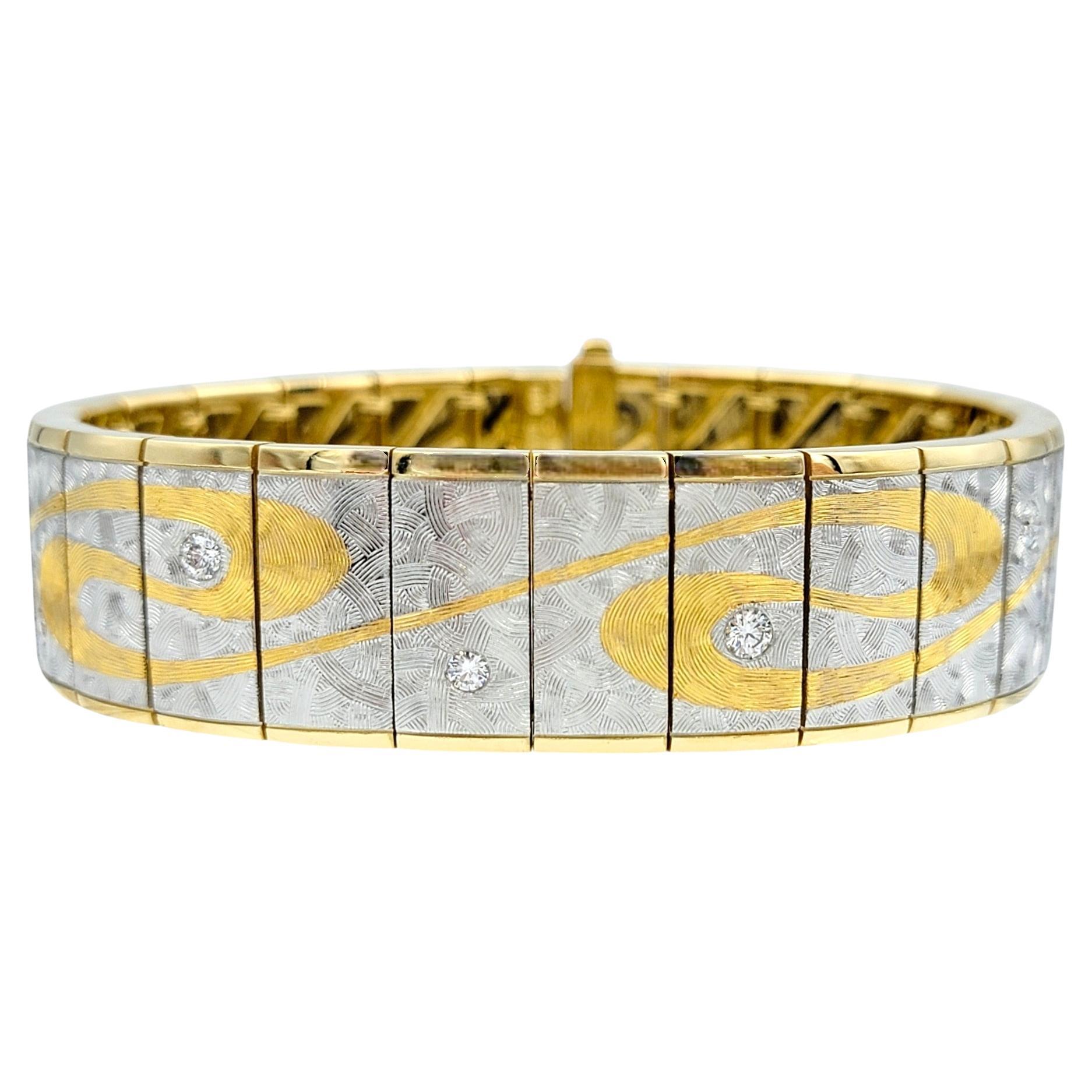 Michael Bondanza Bracelet bicolore texturé à motif de tourbillons avec diamants