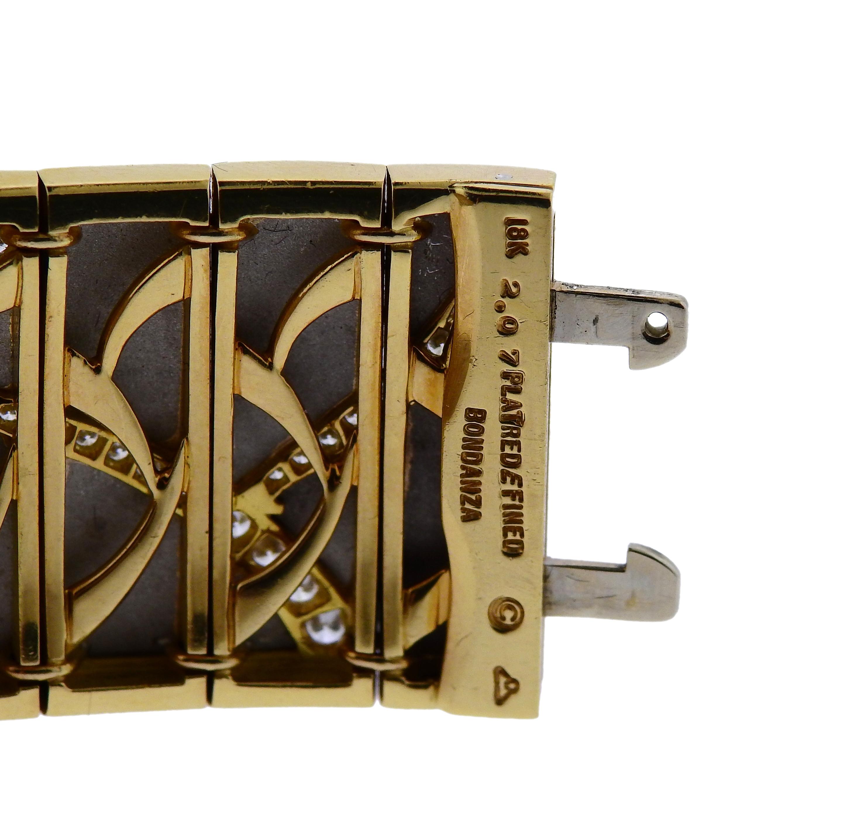 Women's or Men's Michael Bondanza Venti Diamond Platinum Gold Bracelet
