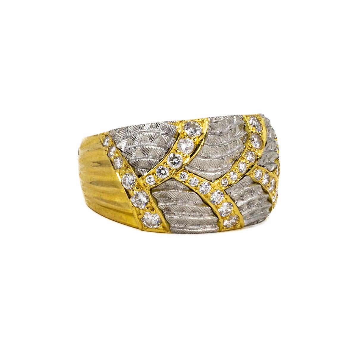 Michael Bondanza 18k & platinum Venti ring with 0.68ctw of EF color VVS clarity round diamonds. 14.25 grams
