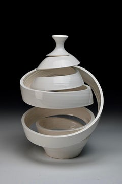 Cirrostratus - White spiral abstract ceramic sculpture