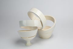 Spatial Spiral: Arc white abstract ceramic sculpture
