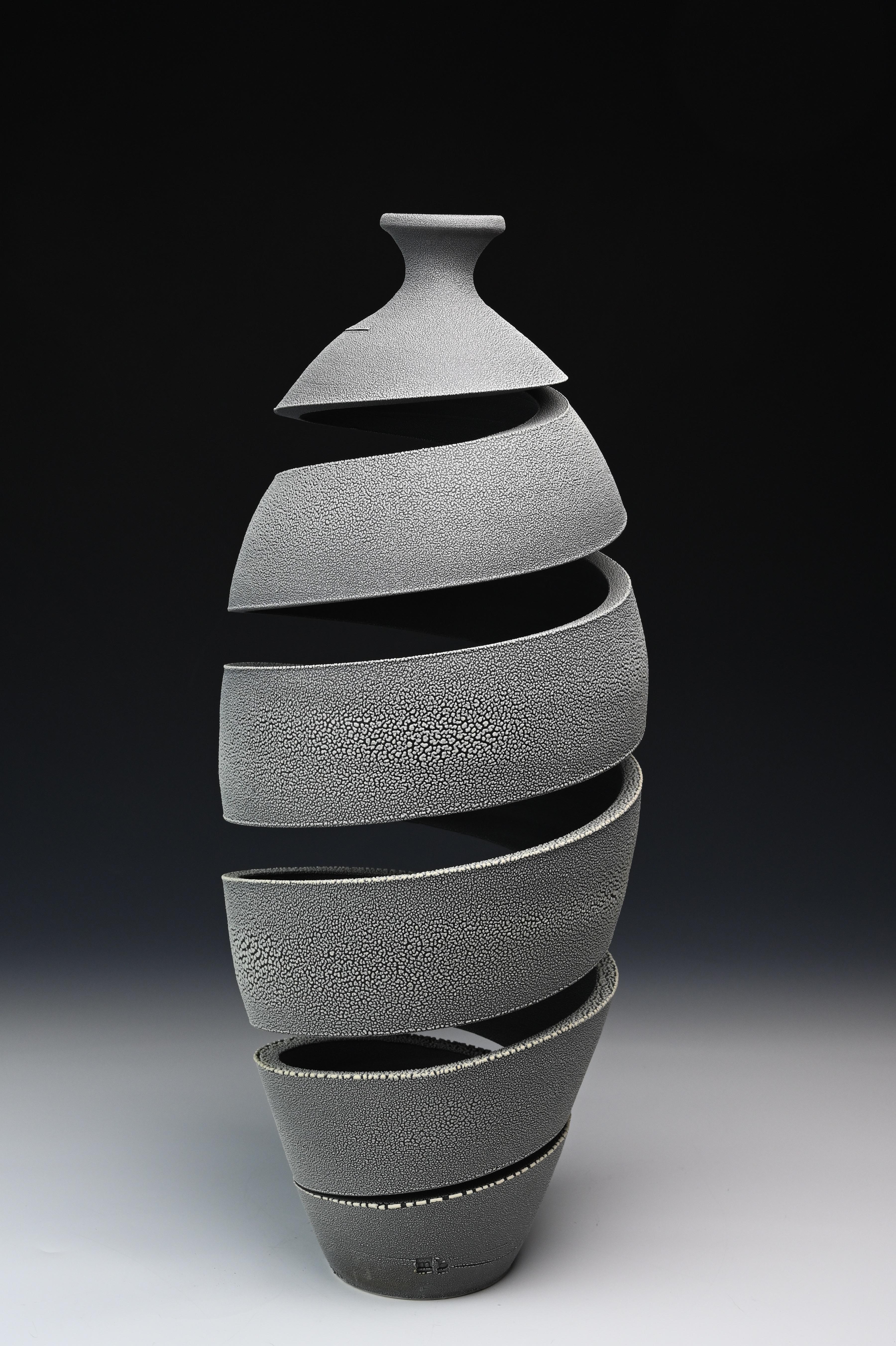 Michael Boroniec Still-Life Sculpture - Spatial Spiral: Crawl - Abstract spiral ceramic sculpture
