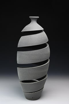 Spatial Spiral: Crawl - Abstract spiral ceramic sculpture