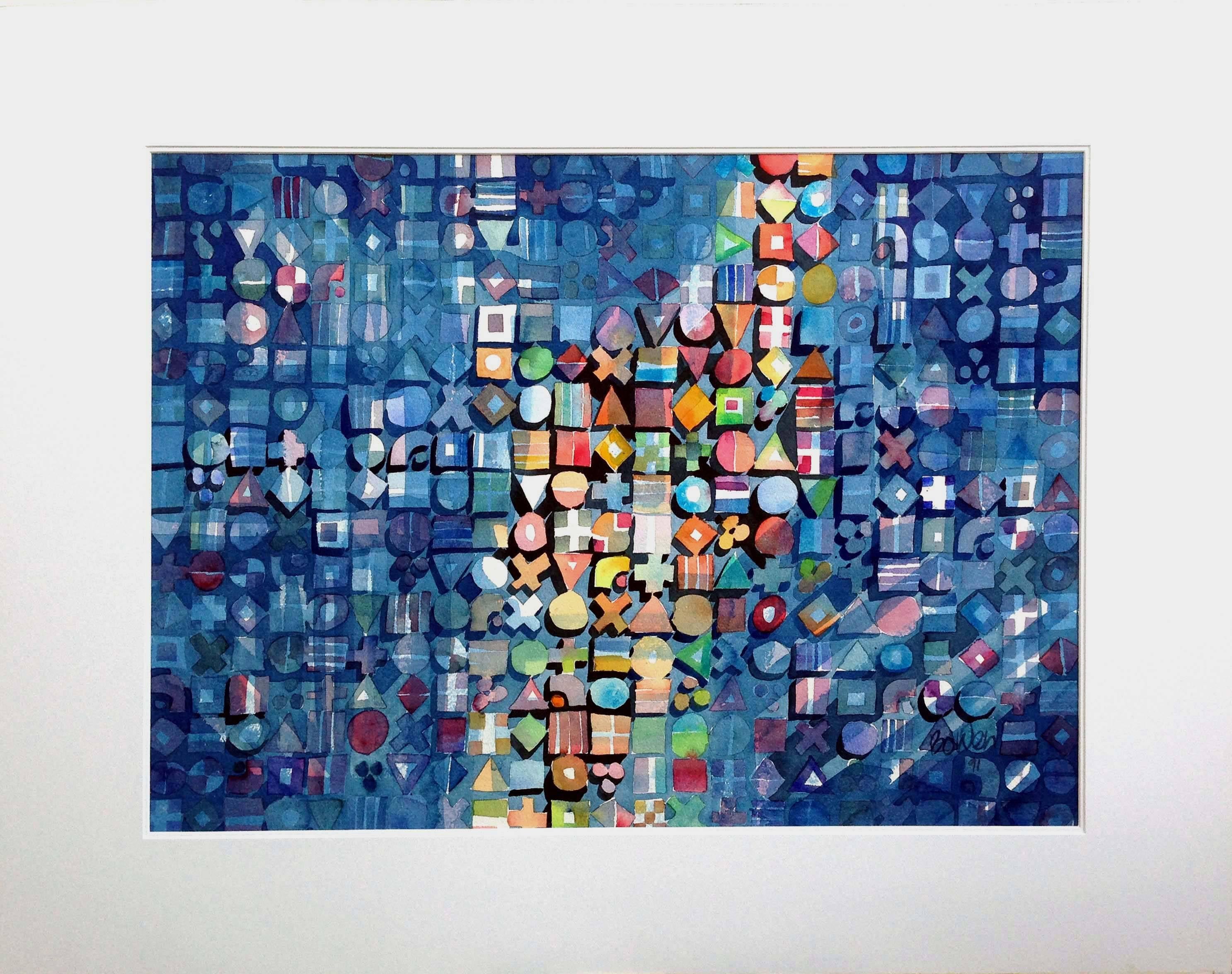 Abstract Painting de Michael Bowen - Píxeles abstraídos en acuarela sobre papel
