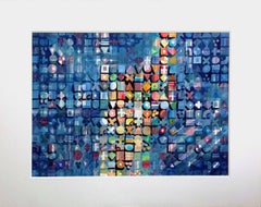 Pixel astratti in acquerello su carta