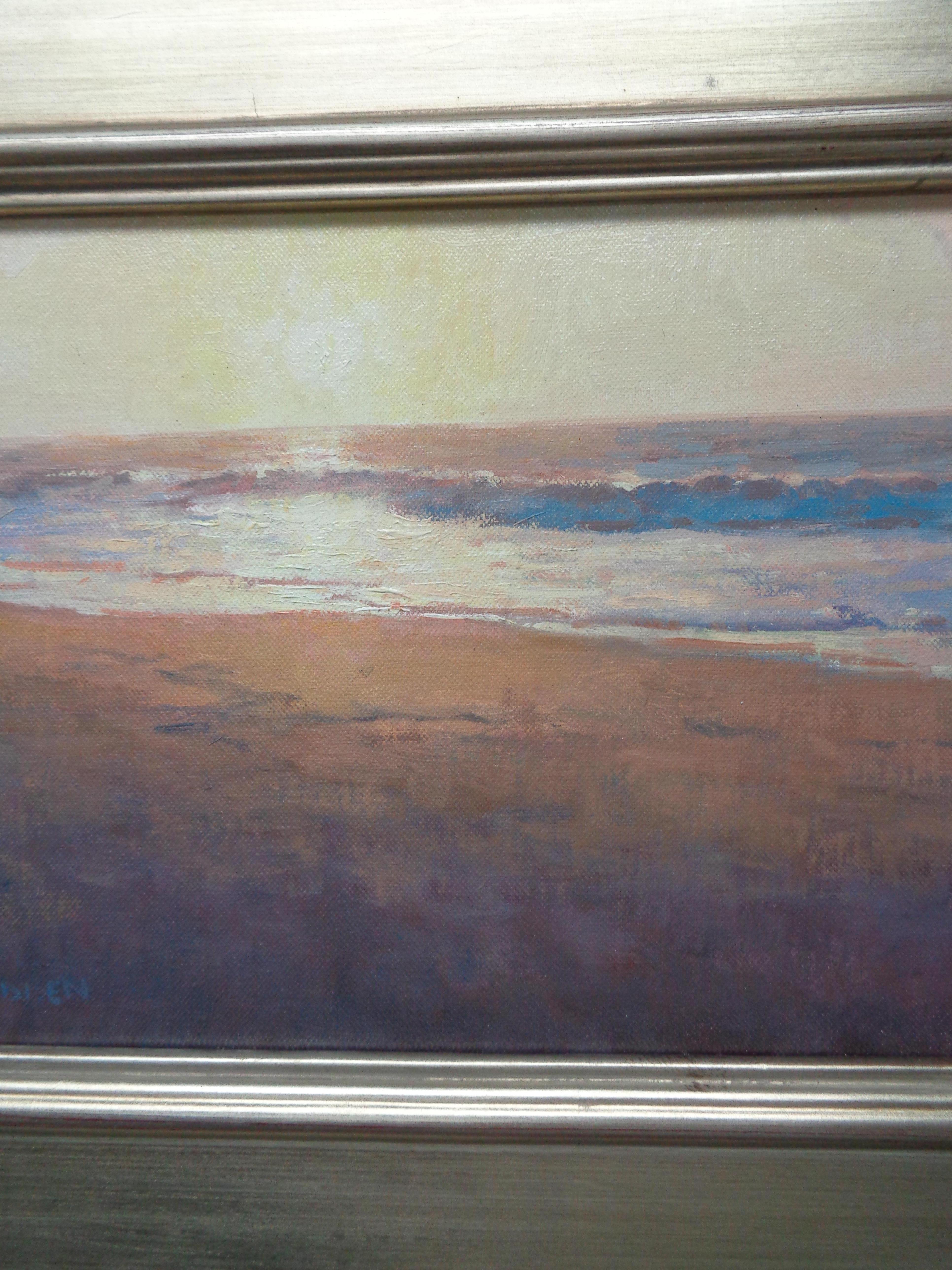  Beach Ocean Contemporary Seascape Painting Michael Budden Morning Sun For Sale 1