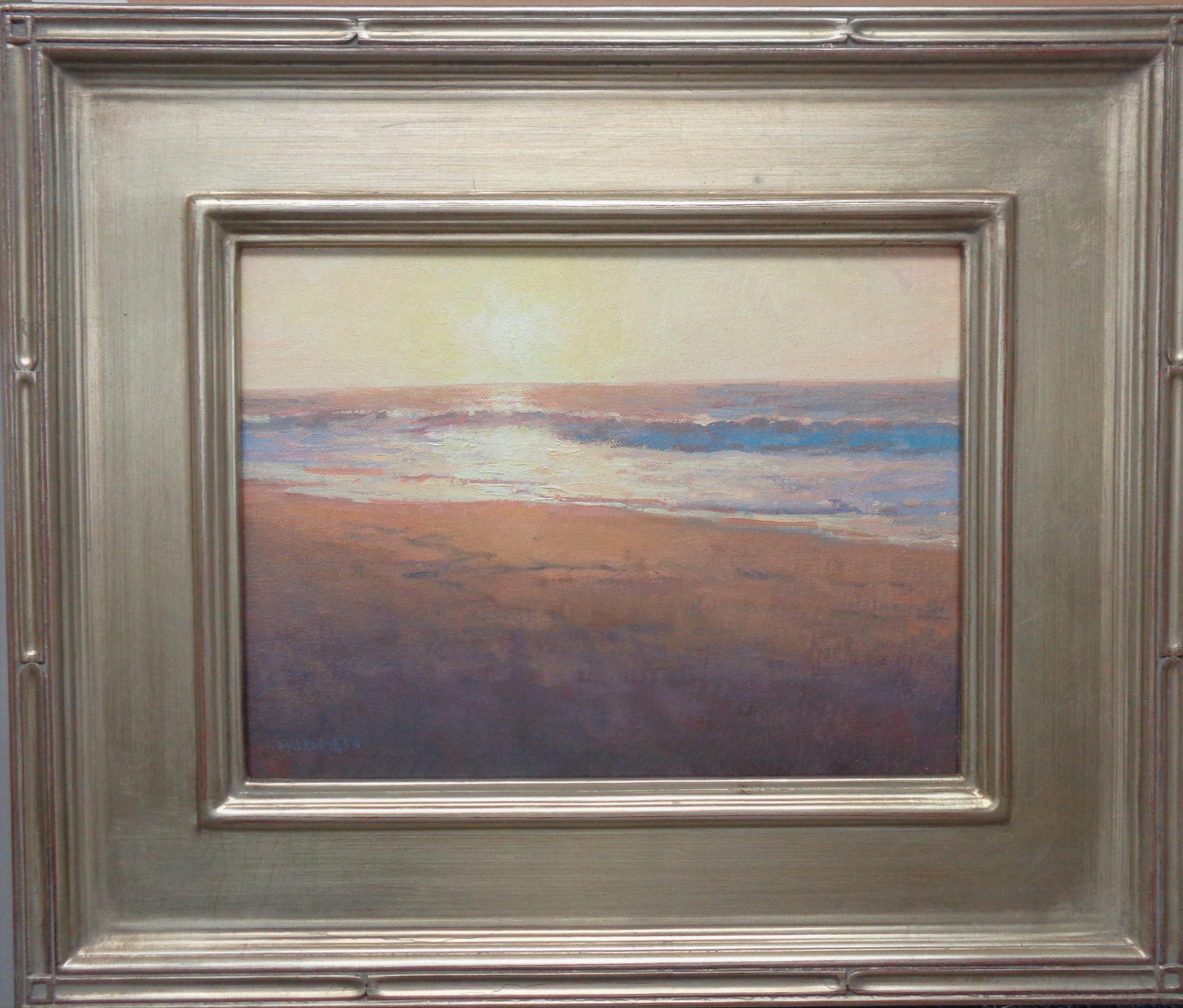 Morning Sun
oil/panel
9 x 12 unframed, 15.5 x 18.5 framed
Morning Sun is a beautiful  oil painting on panel by award winning contemporary artist Michael Budden that showcases the incredible light and color one can witness in the morning sunrise at