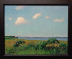 Beach Ocean Impressionistic Seascape Marsh Boats Oil Painting by Michael Budden 