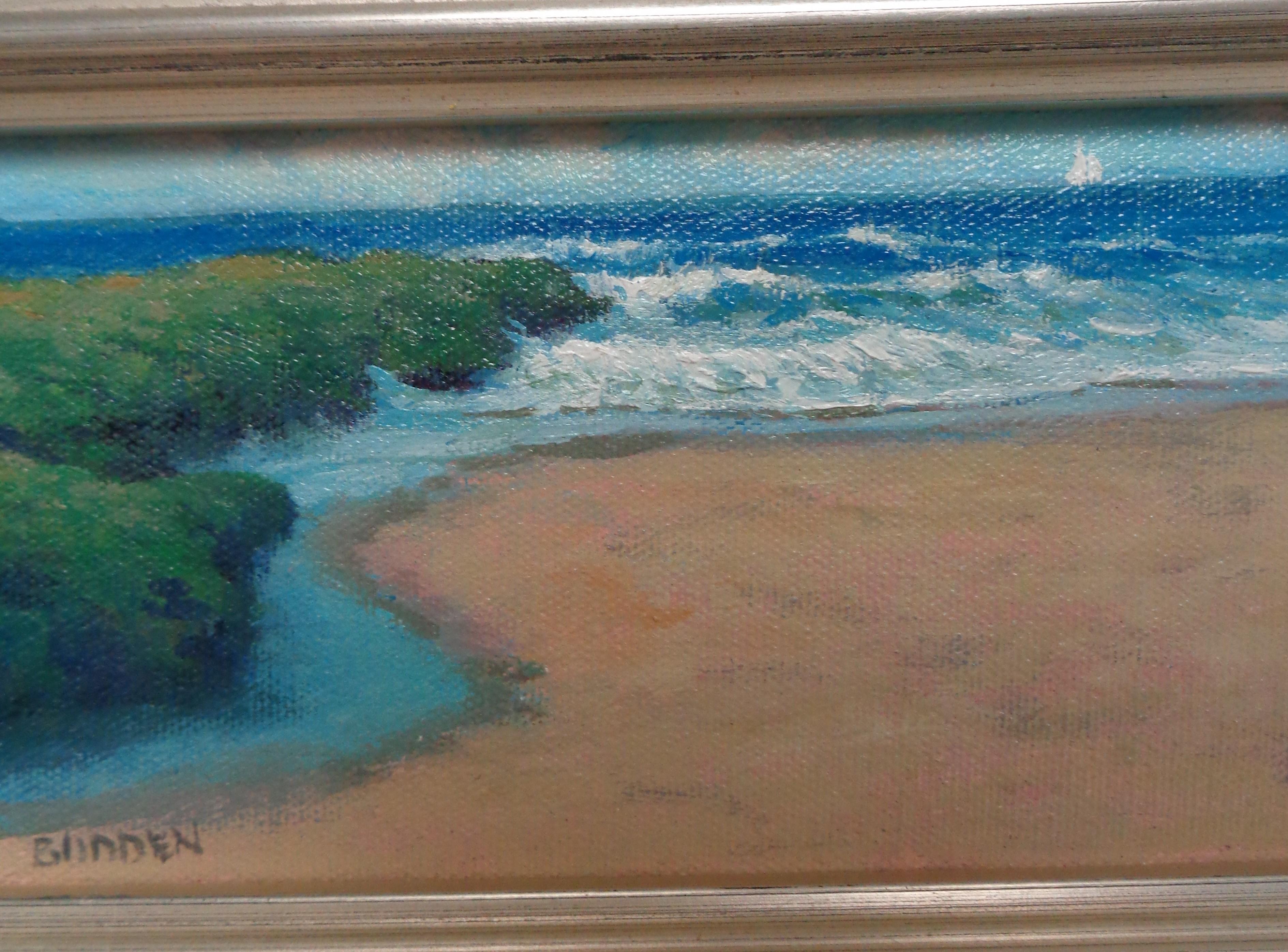 Impressionistische Meereslandschaft, Strand & Ozean, Ölgemälde  Von Michael Budden im Angebot 3