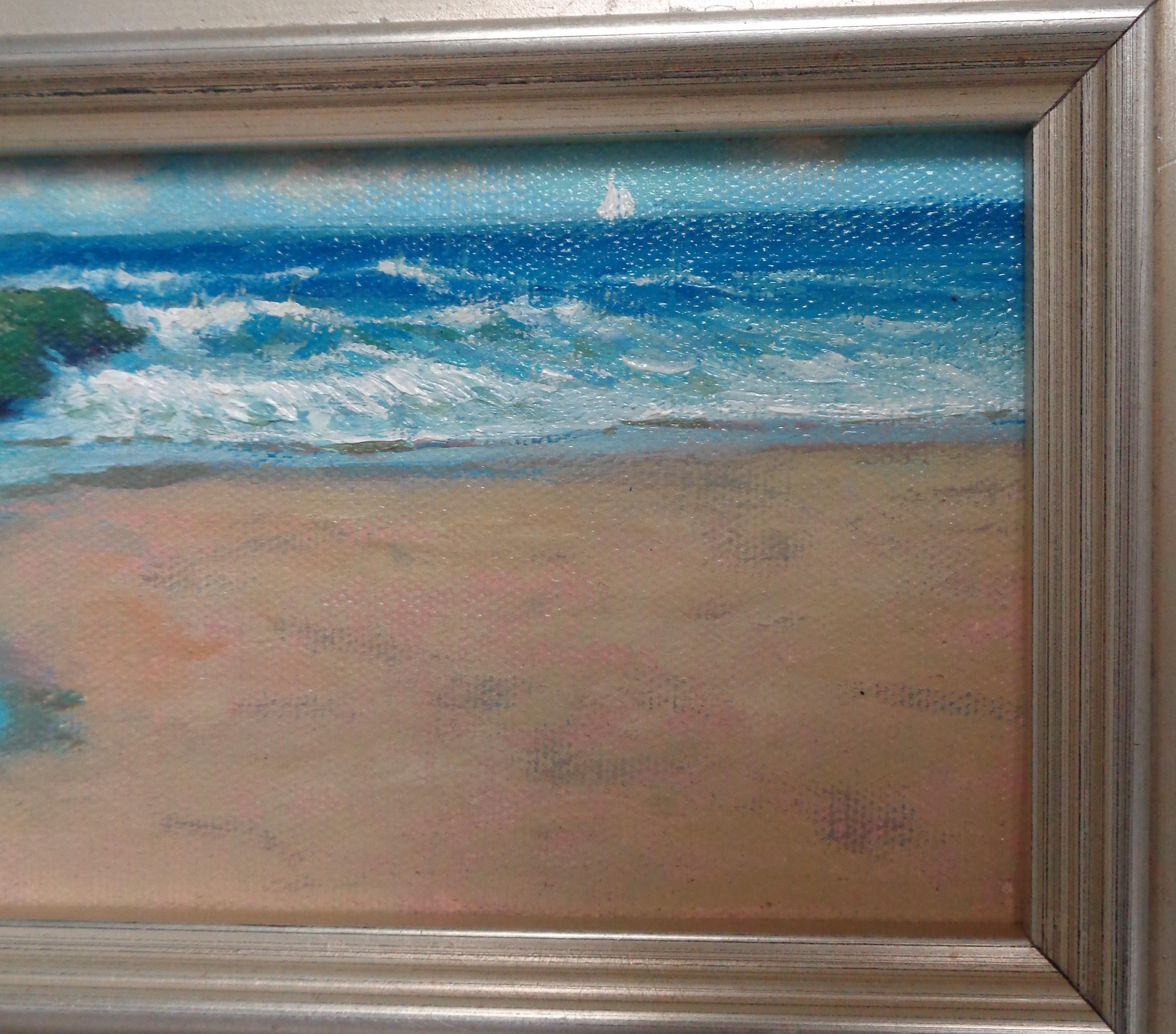 Beach & Ocean Impressionistic Seascape Oil Painting  by Michael Budden For Sale 4