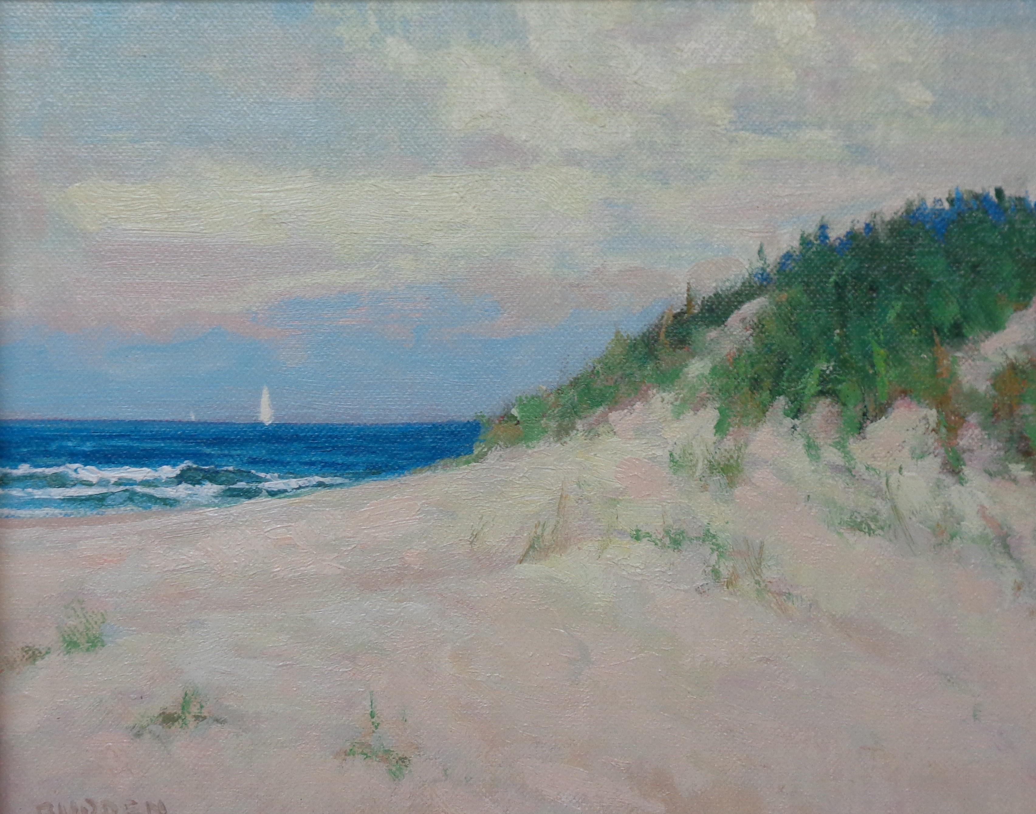 Beach & Ocean Impressionistic Seascape Oil Painting Dunes by Michael Budden For Sale 1