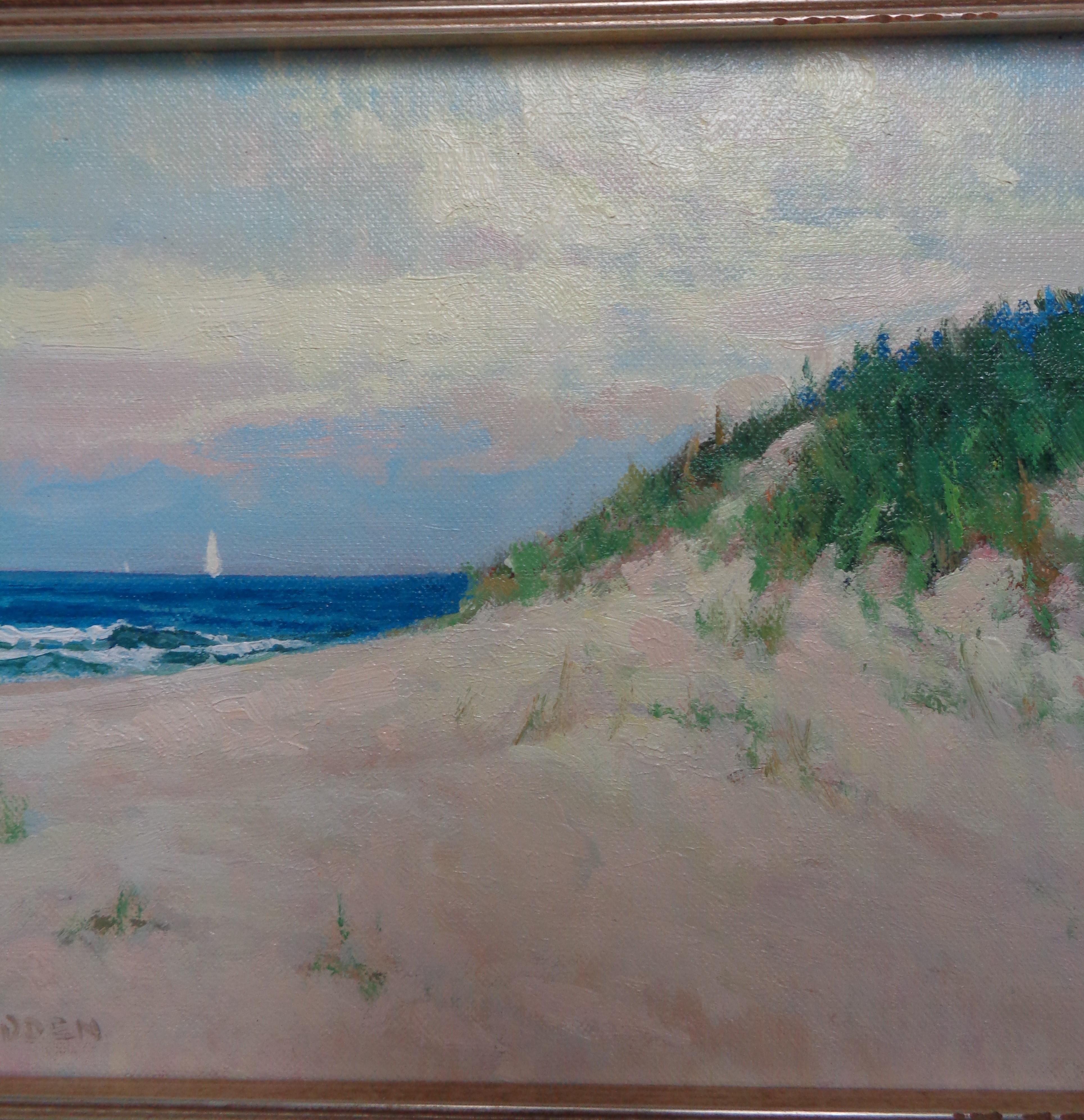 Beach & Ocean Impressionistic Seascape Oil Painting Dunes by Michael Budden For Sale 3