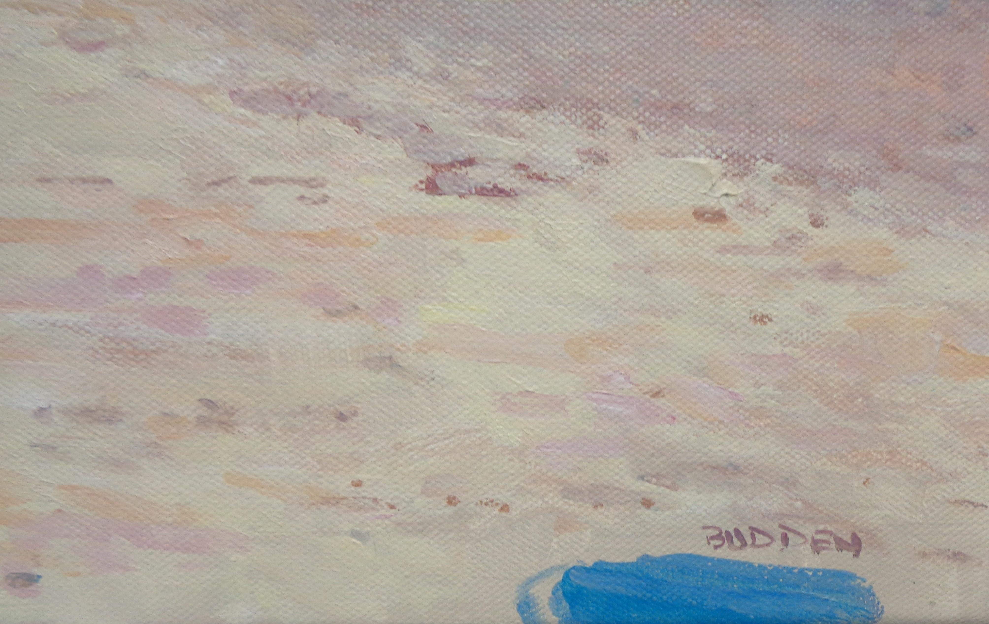 Playa Océano Paisaje marino impresionista Pintura al óleo Michael Budden Día de playa en venta 6
