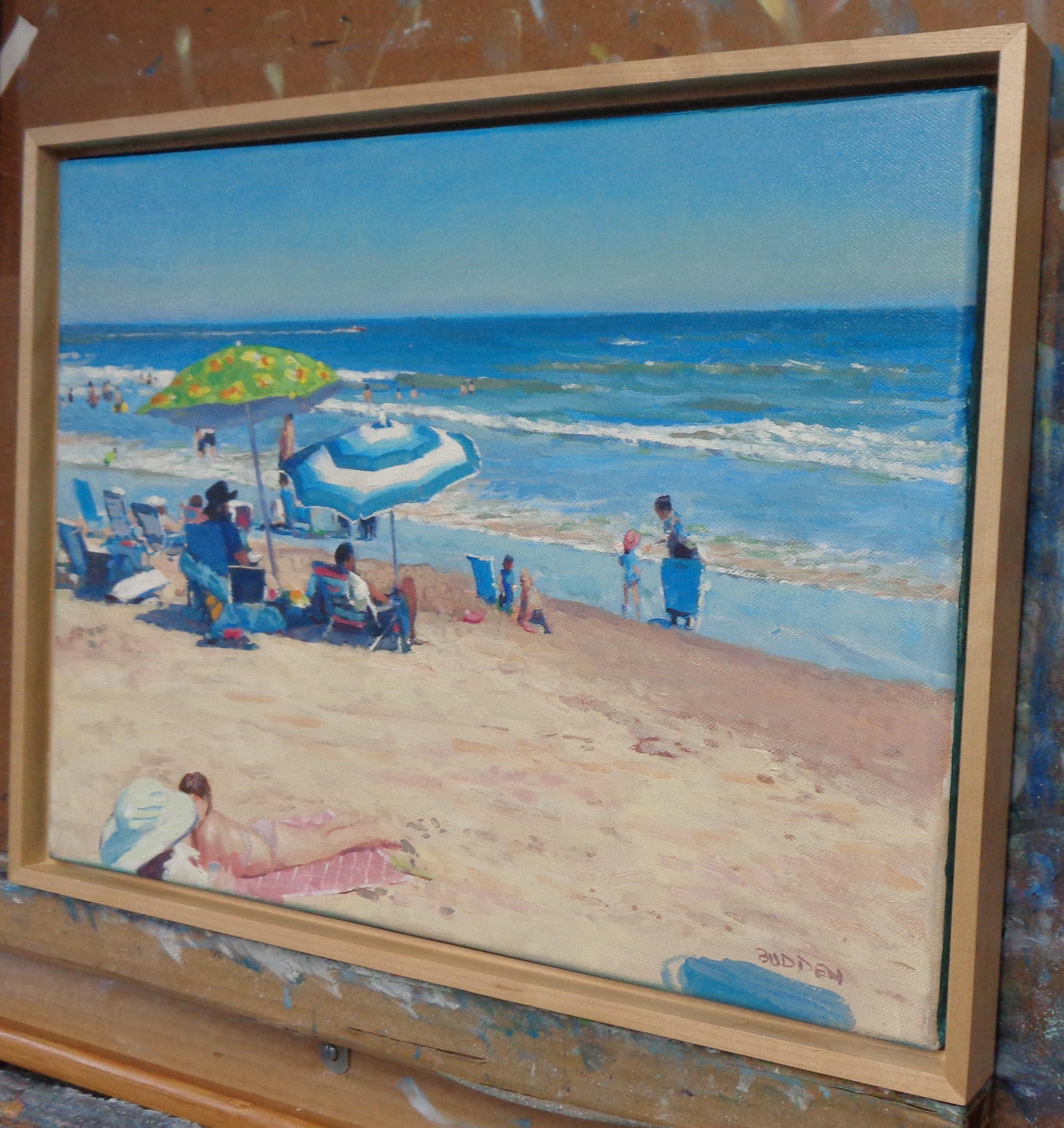 Beach Ocean Impressionistic Seascape Oil Painting Michael Budden Beach Day For Sale 6
