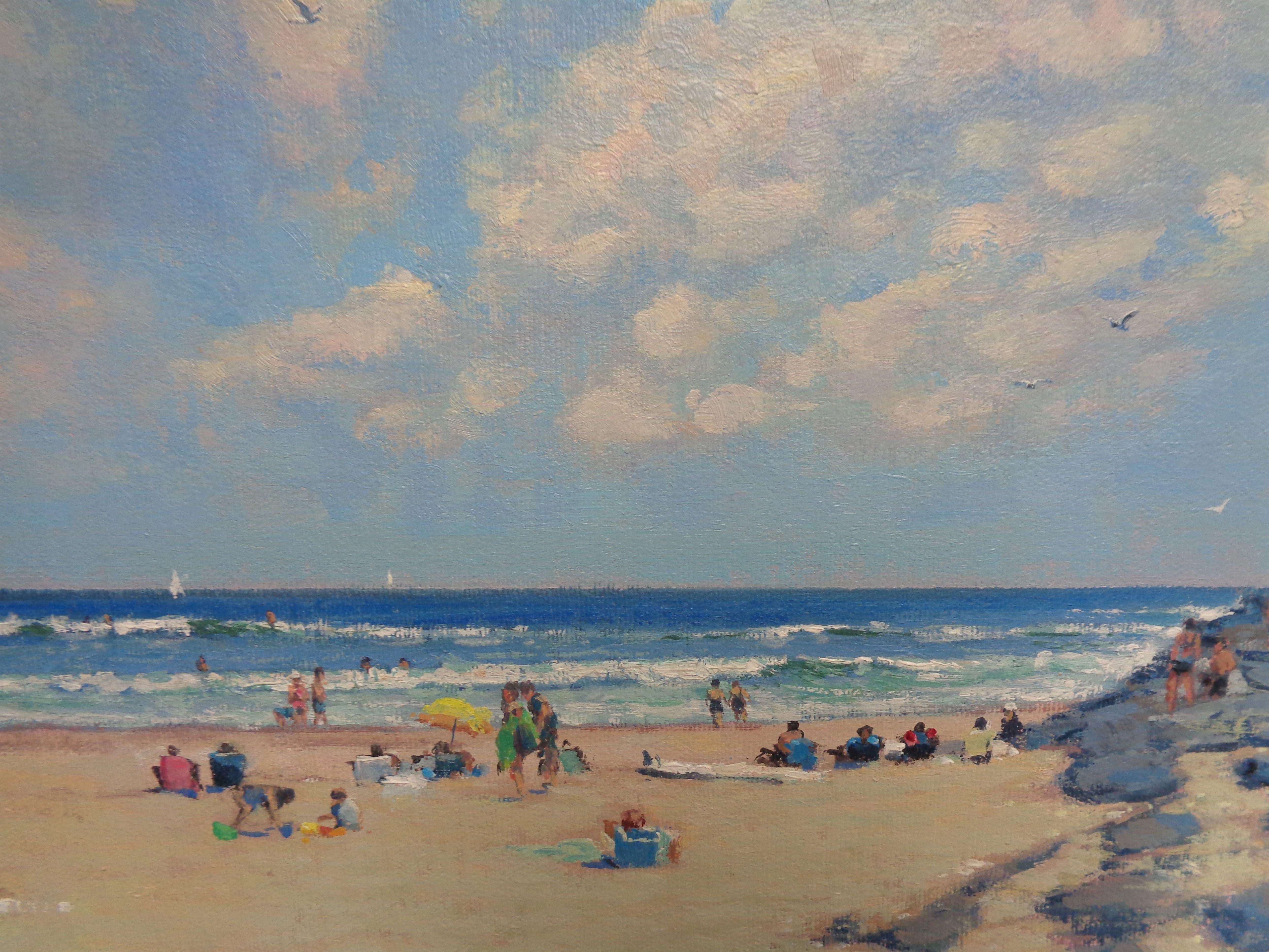 Spiaggia e Oceano Impressionista Paesaggio marino Pittura a olio Michael Budden Jersey Shore in vendita 1