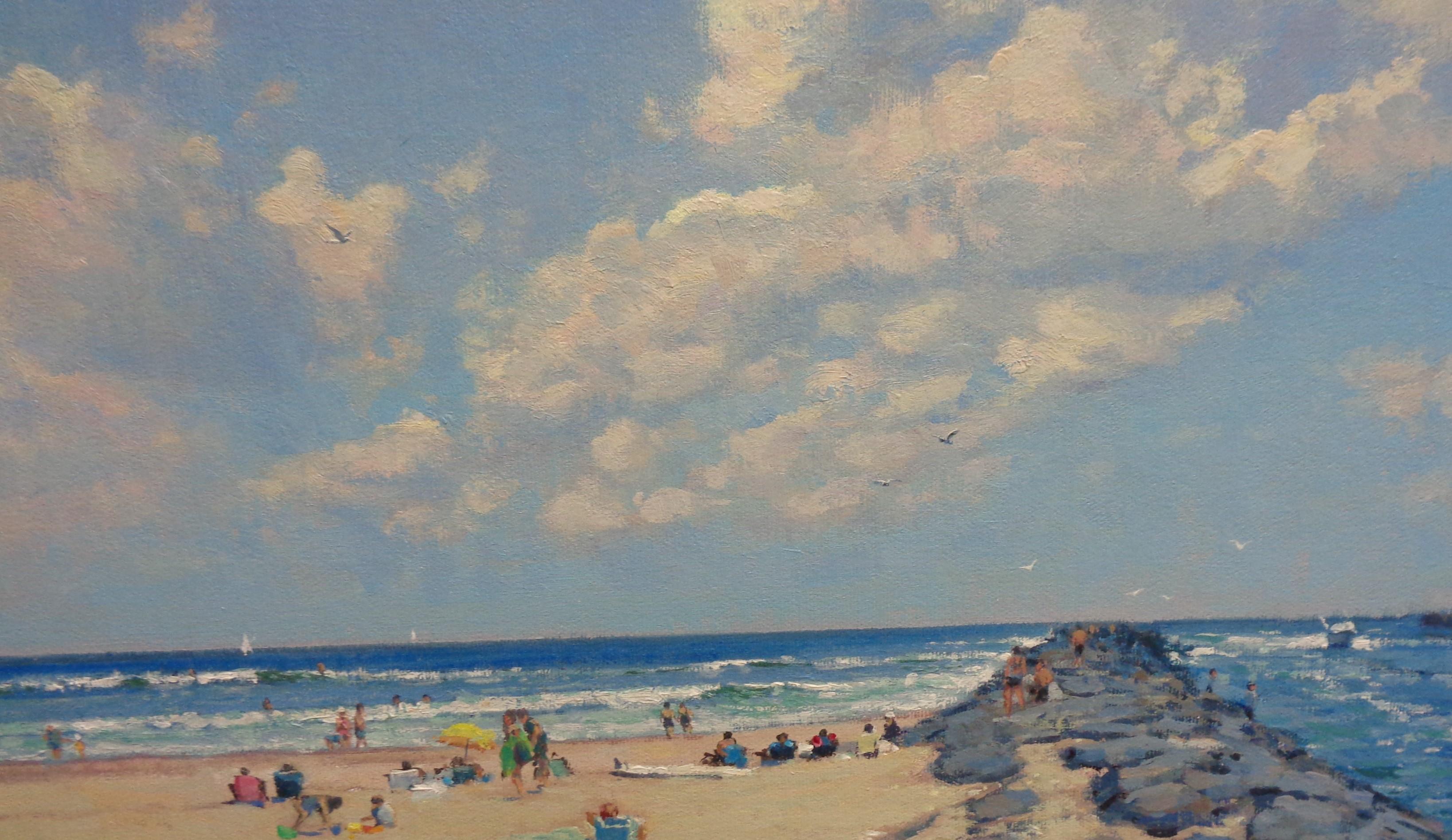 Spiaggia e Oceano Impressionista Paesaggio marino Pittura a olio Michael Budden Jersey Shore in vendita 4