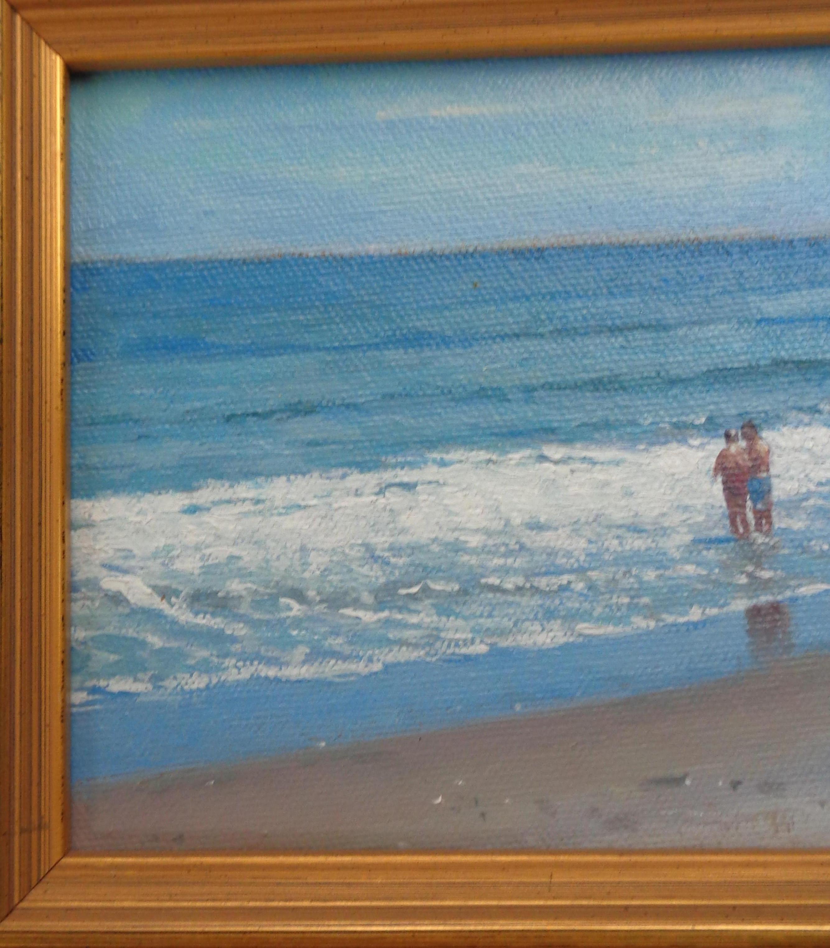 Beach & Ocean Impressionistic Seascape Oil Painting Michael Budden Summer Day  For Sale 1
