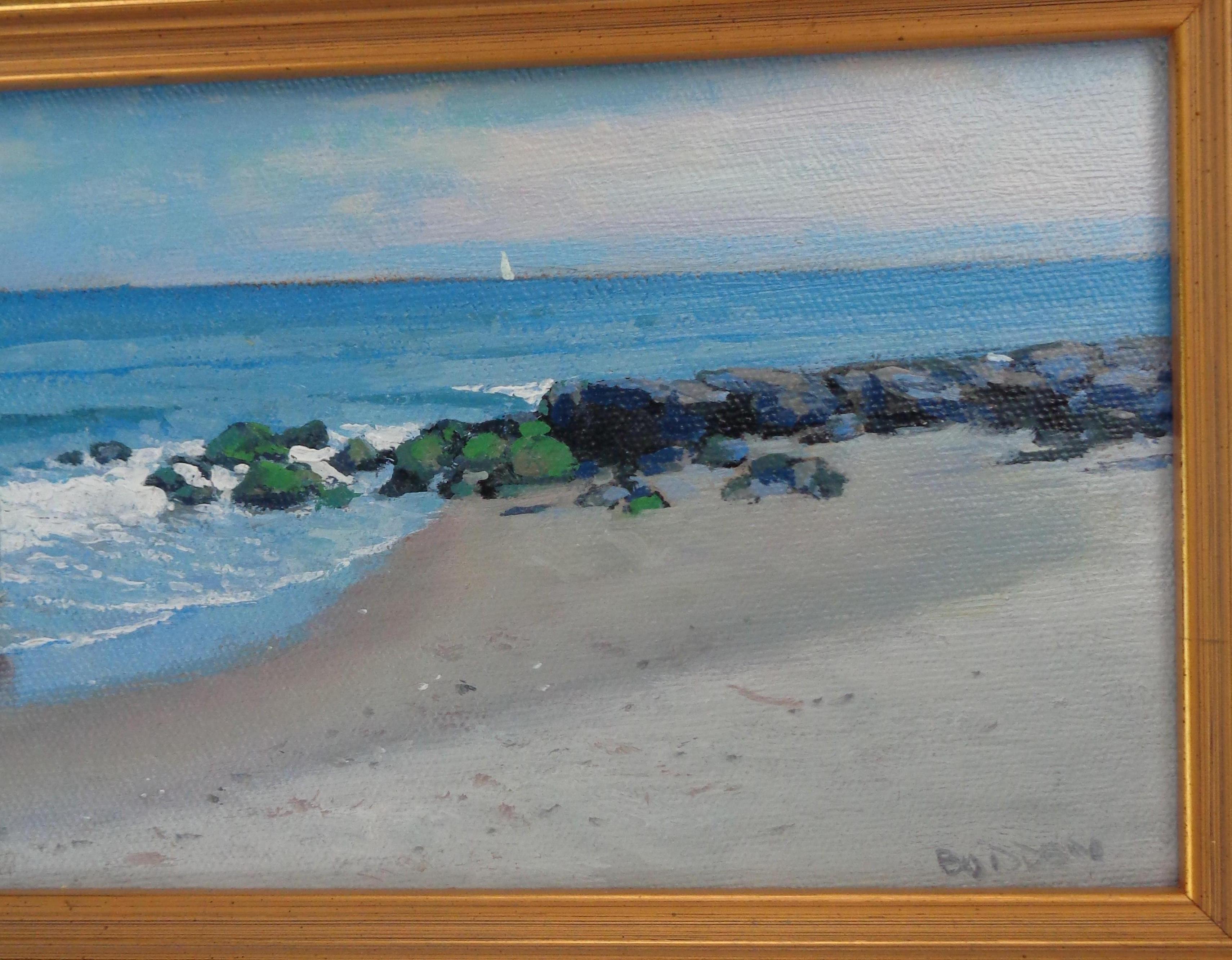 Beach & Ocean Impressionistic Seascape Oil Painting Michael Budden Summer Day  For Sale 3
