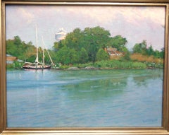 Spiaggia Oceano Impressionistico Paesaggio marino Pittura ad olio Oxford Md Barca Michael Budden