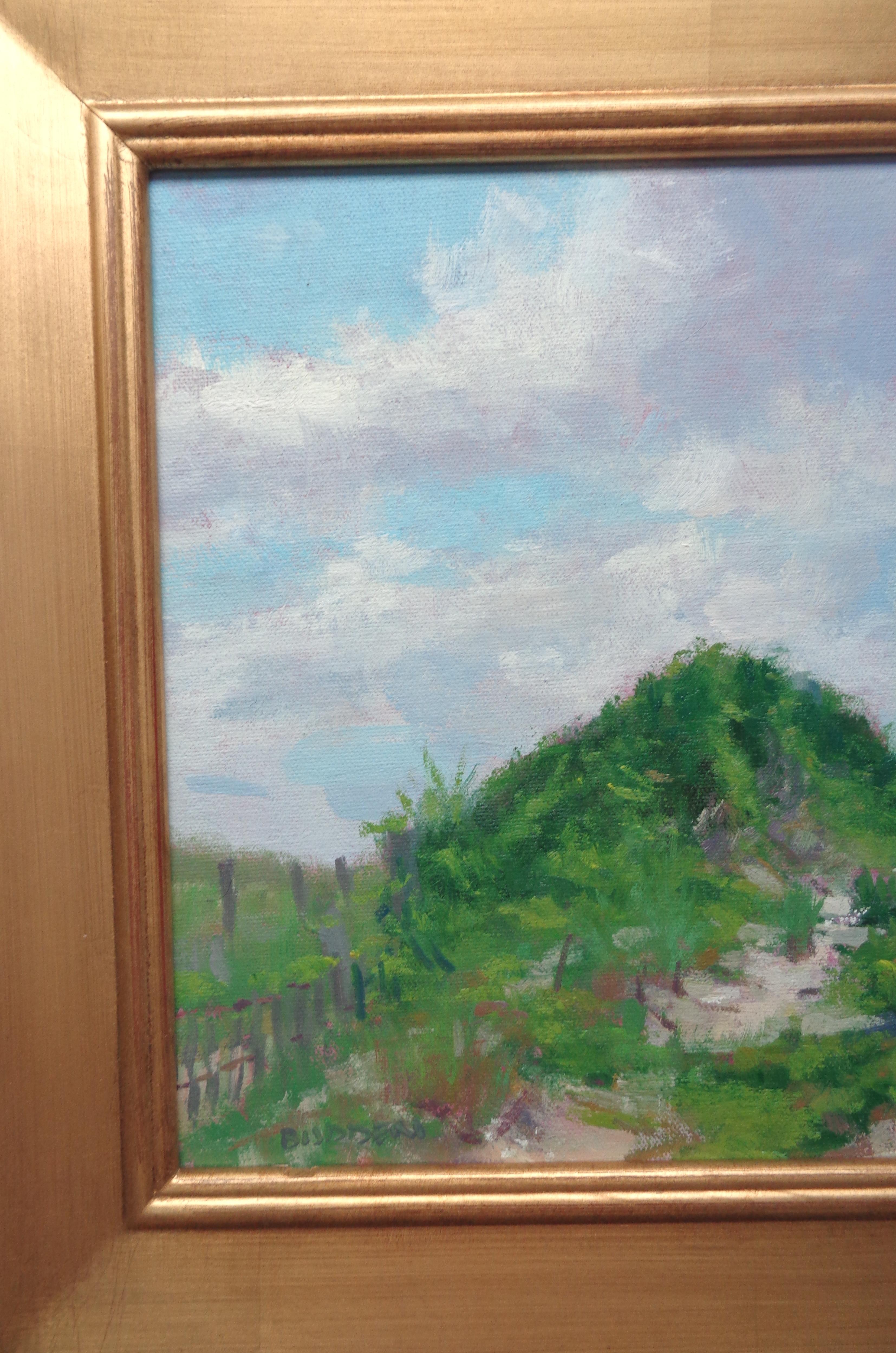 Impressionistische Meereslandschaft, Ölgemälde mit Dünen von Michael Budden, Strand & Ozean im Angebot 1