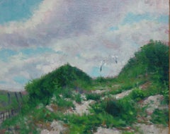 Pintura al óleo paisaje marino impresionista playa y océano con dunas by Michael Budden