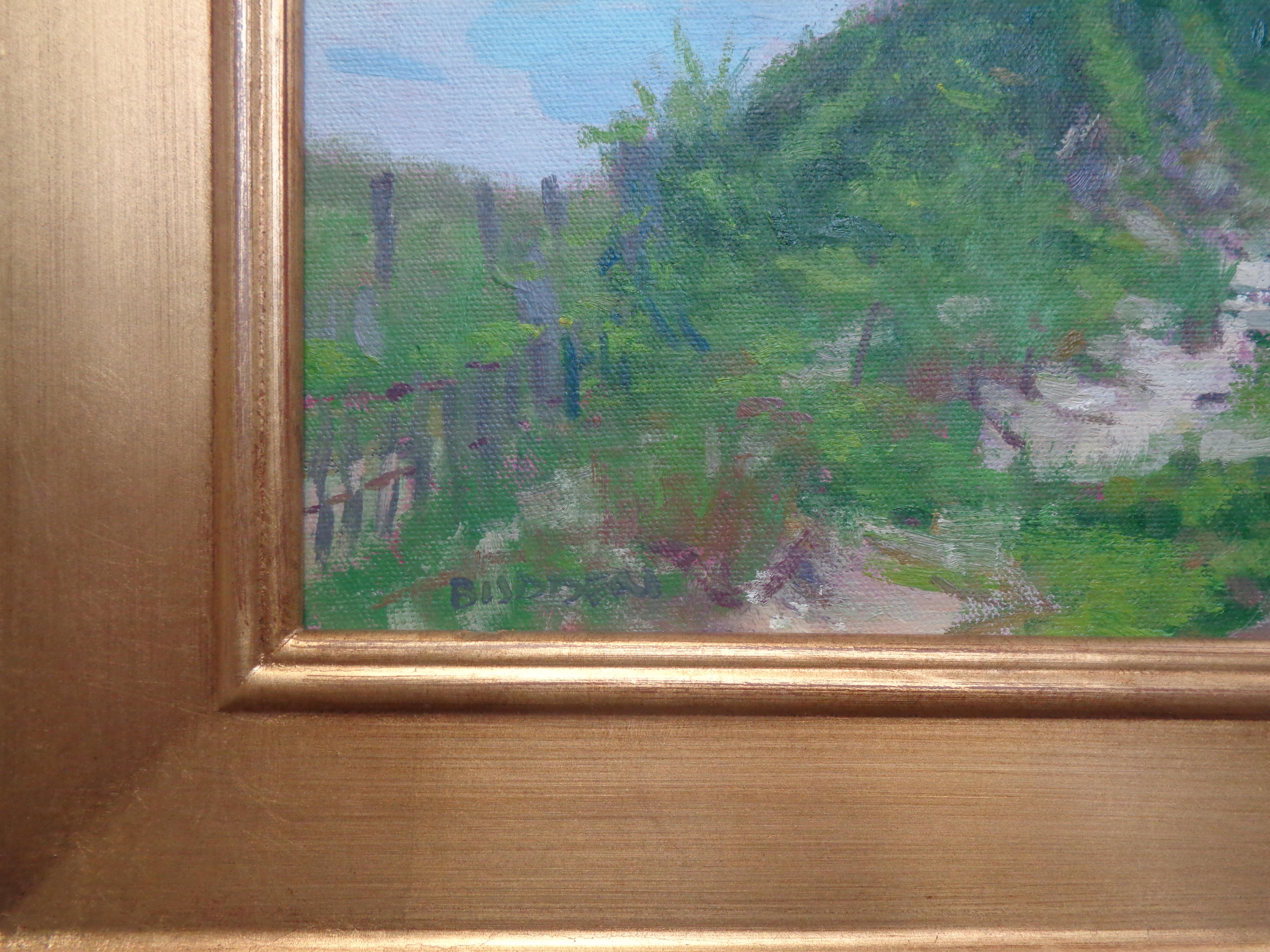 Impressionistische Meereslandschaft, Ölgemälde mit Dünen von Michael Budden, Strand & Ozean im Angebot 4