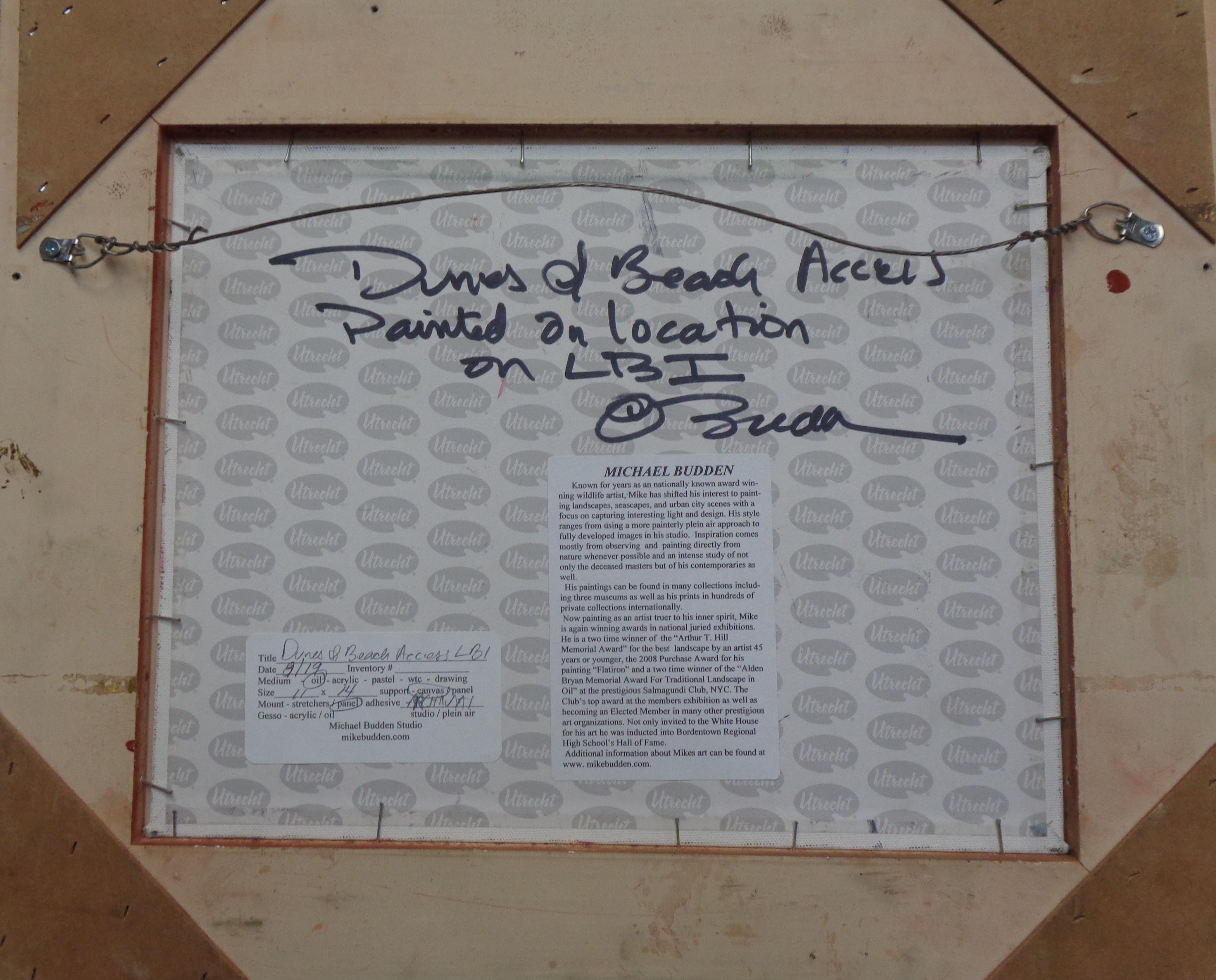 Impressionistische Meereslandschaft, Ölgemälde mit Dünen von Michael Budden, Strand & Ozean im Angebot 5