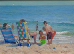 Spiaggia Oceano Pittura impressionistica di paesaggio marino Michael Budden Beach Day I