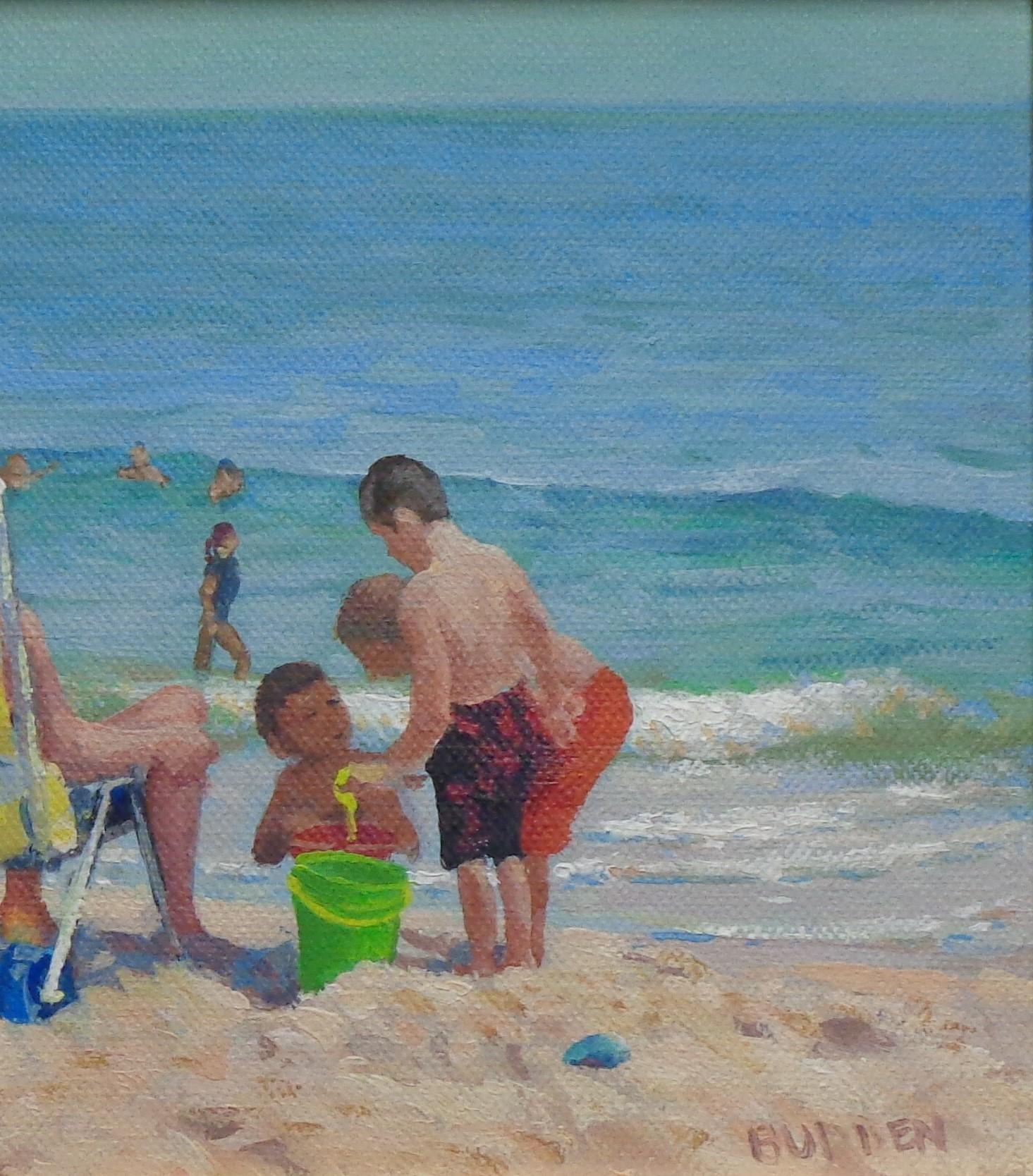 Spiaggia Oceano Pittura impressionistica di paesaggio marino Michael Budden Beach Day I in vendita 3