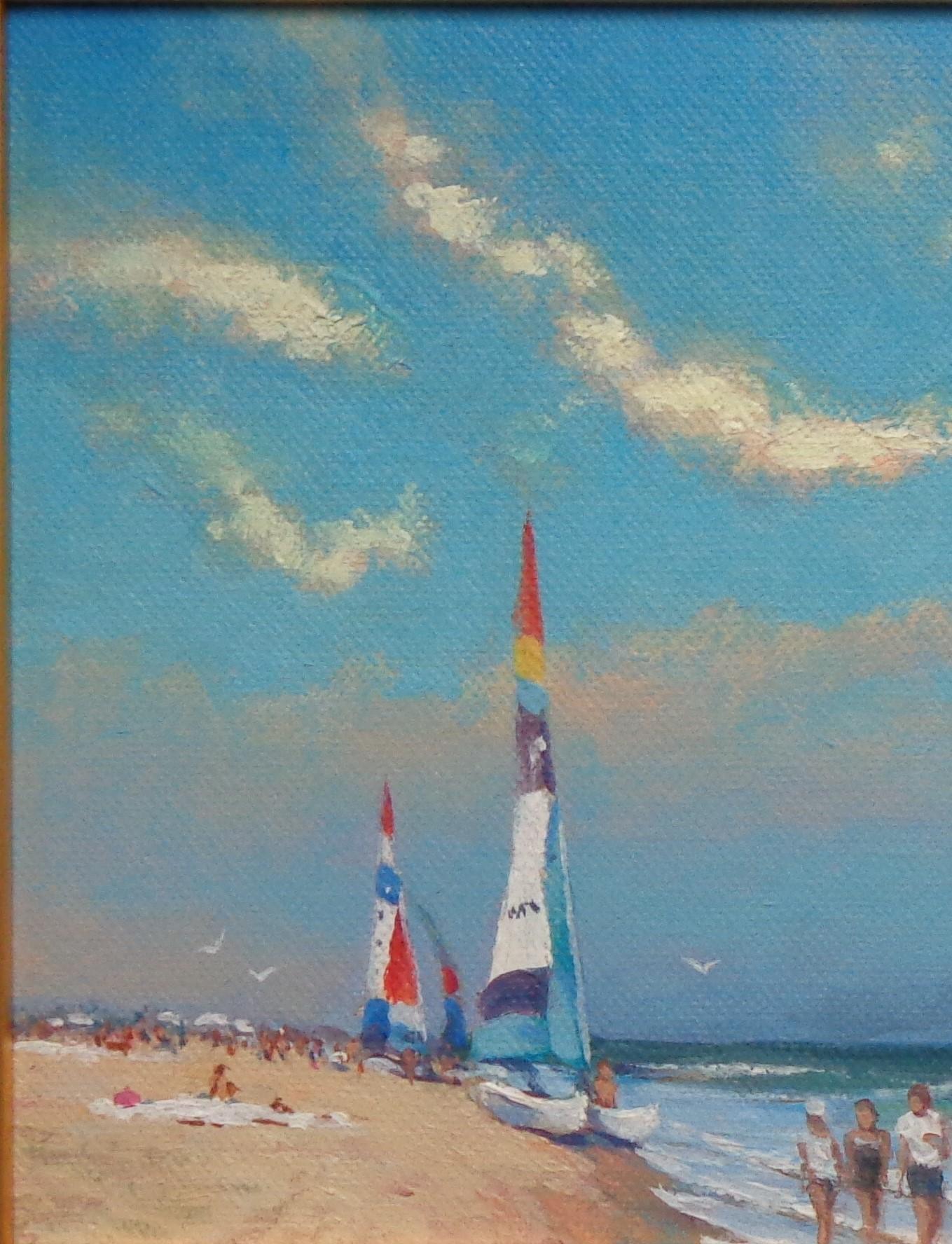 Impressionistische Meereslandschaft, Strand, Ozean, Gemälde Michael Budden, Strandtag III im Angebot 2