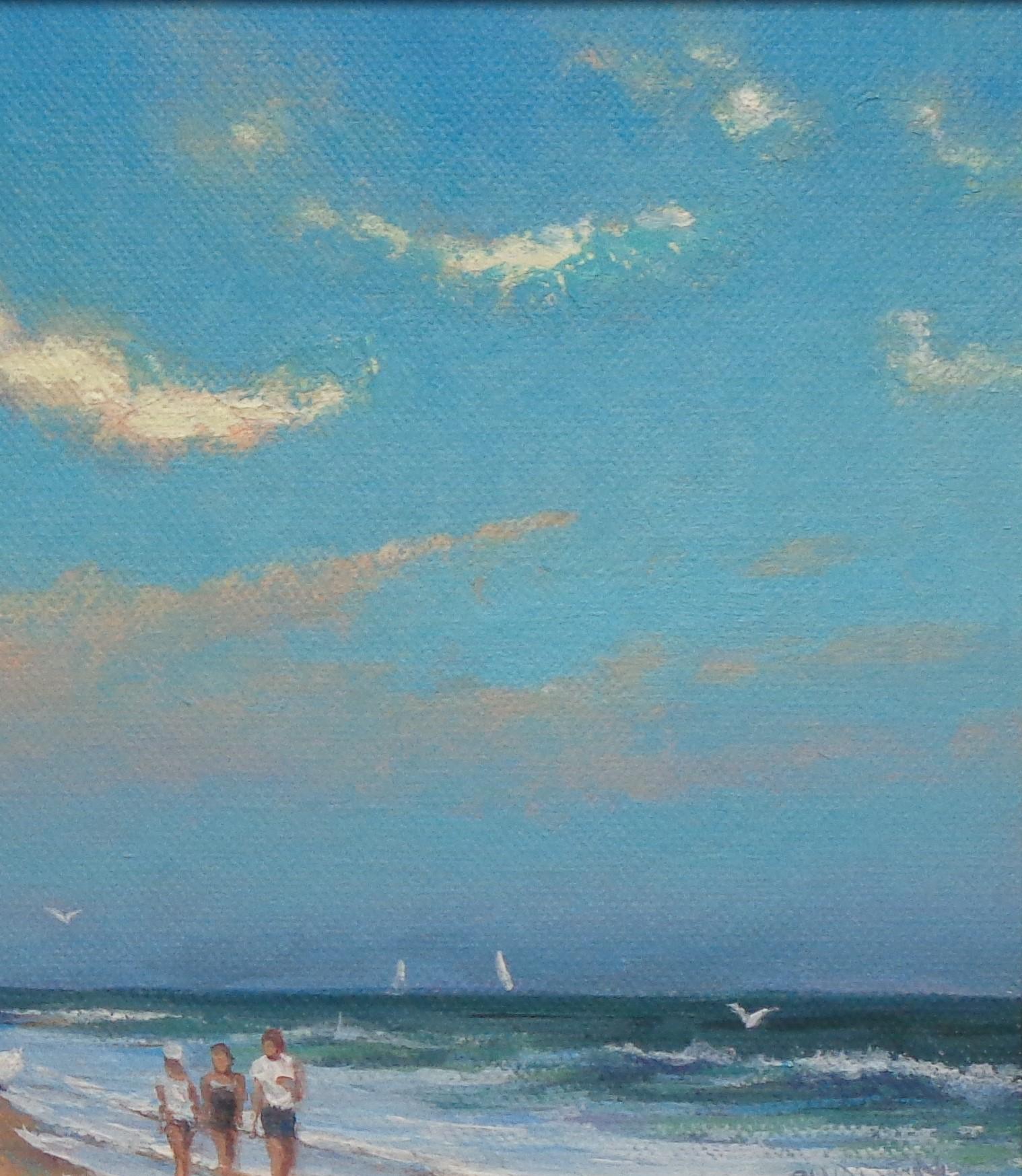 Impressionistische Meereslandschaft, Strand, Ozean, Gemälde Michael Budden, Strandtag III im Angebot 3