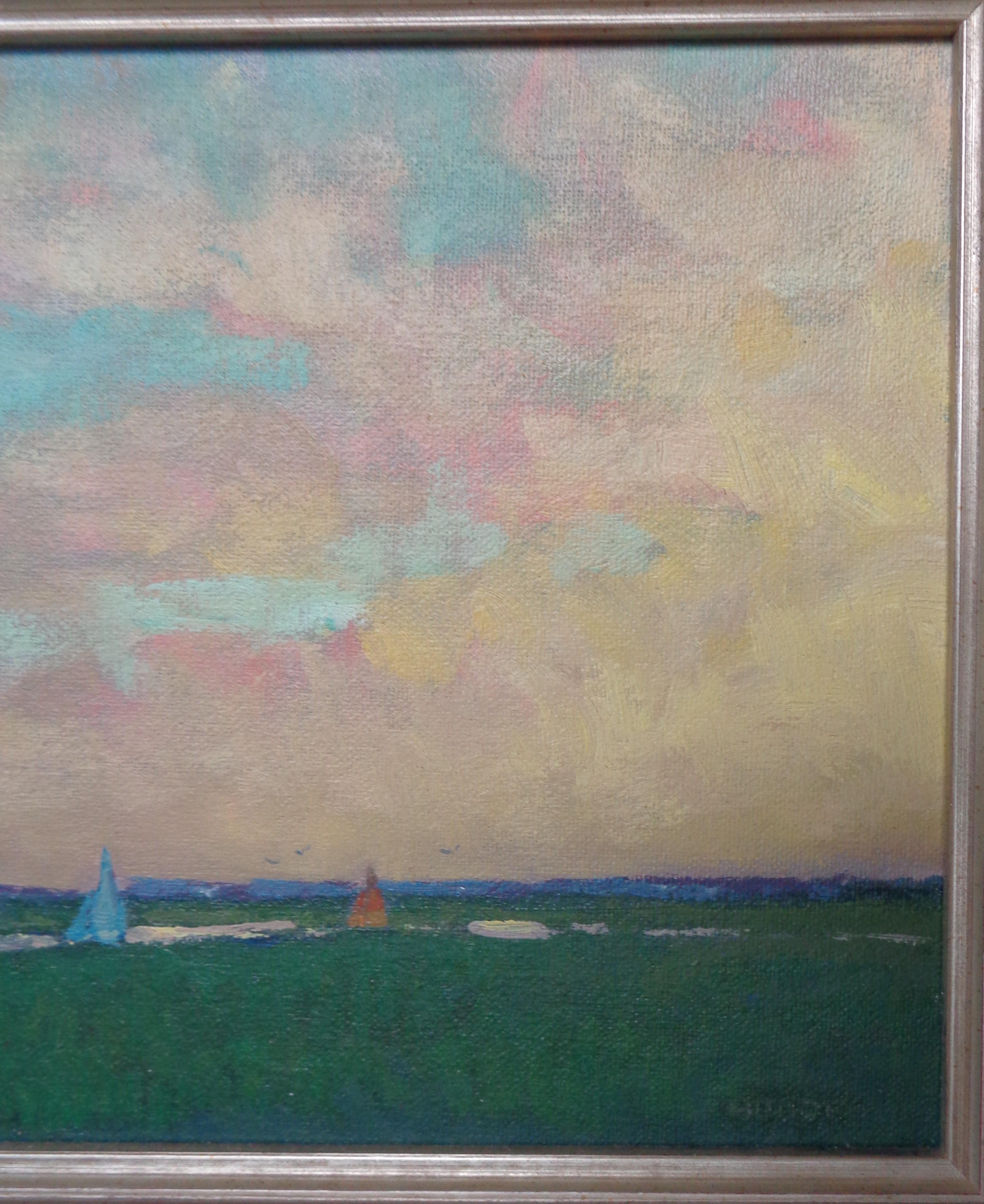 Spiaggia Oceano Pittura impressionistica paesaggio marino Michael Budden Viaggio di sera in vendita 3