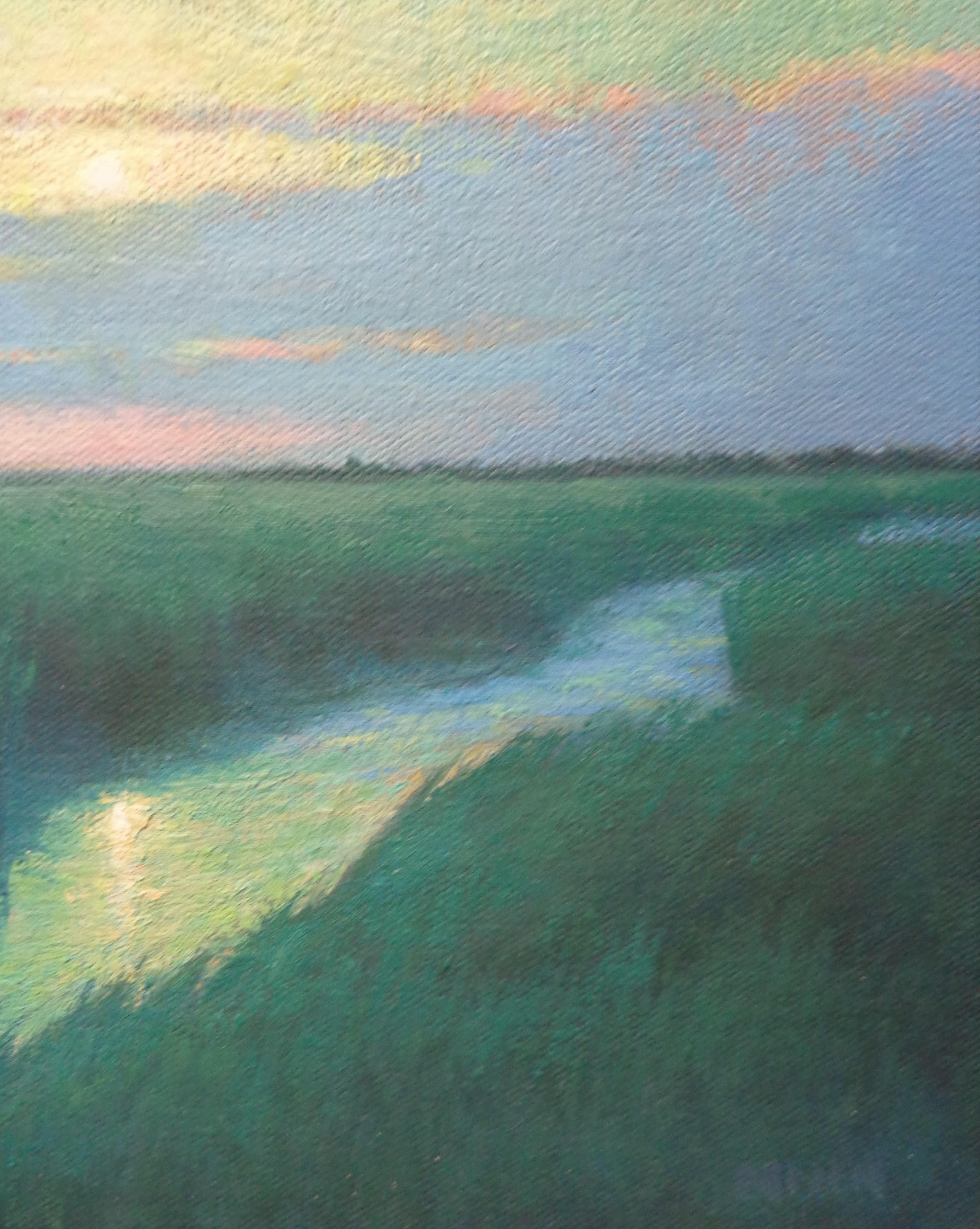 Playa Océano Paisaje marino Impresionista Pintura Michael Budden Luz de luna Pantano en venta 4