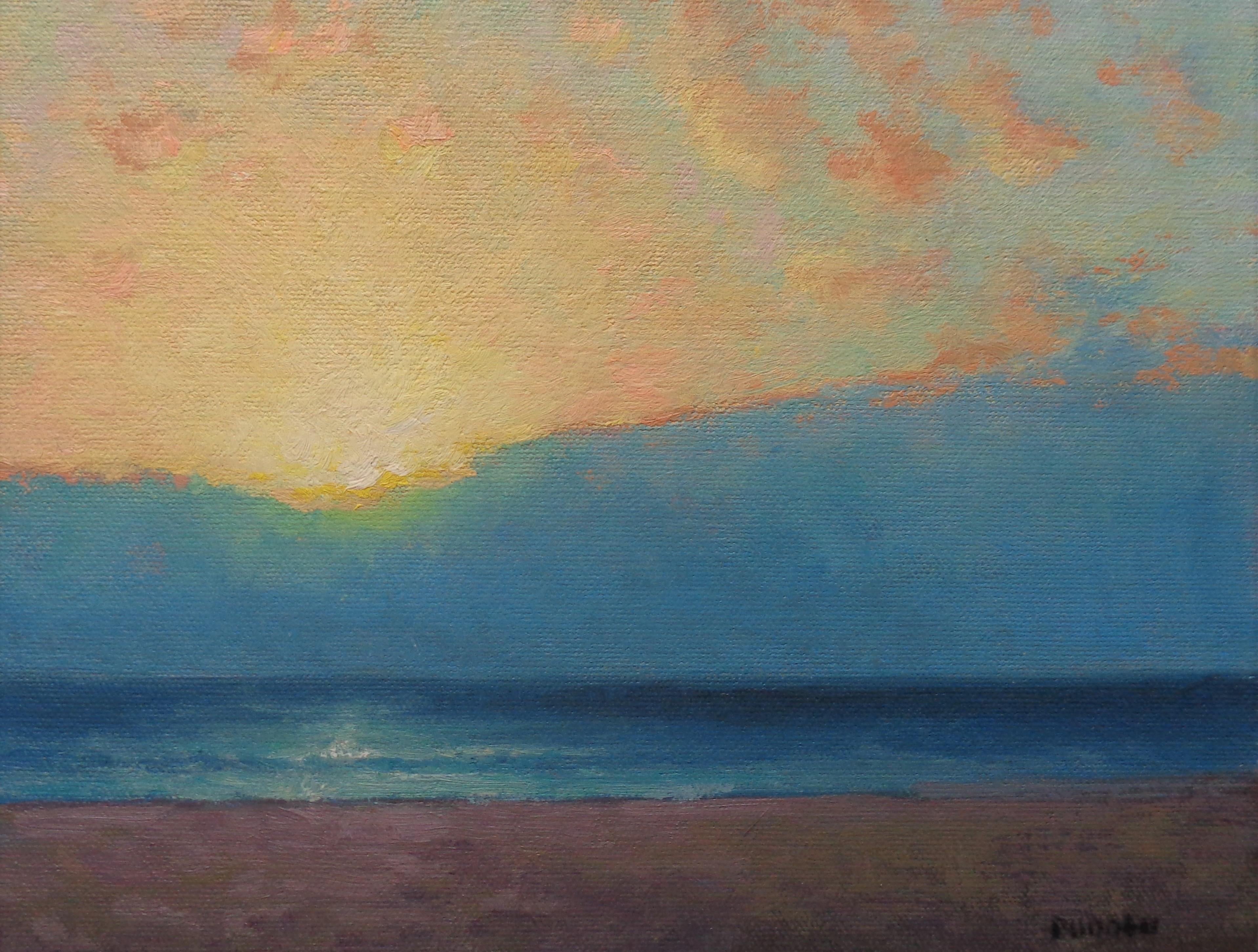 Playa Océano Paisaje marino Impresionista Pintura Michael Budden Mañana Abstracción en venta 1