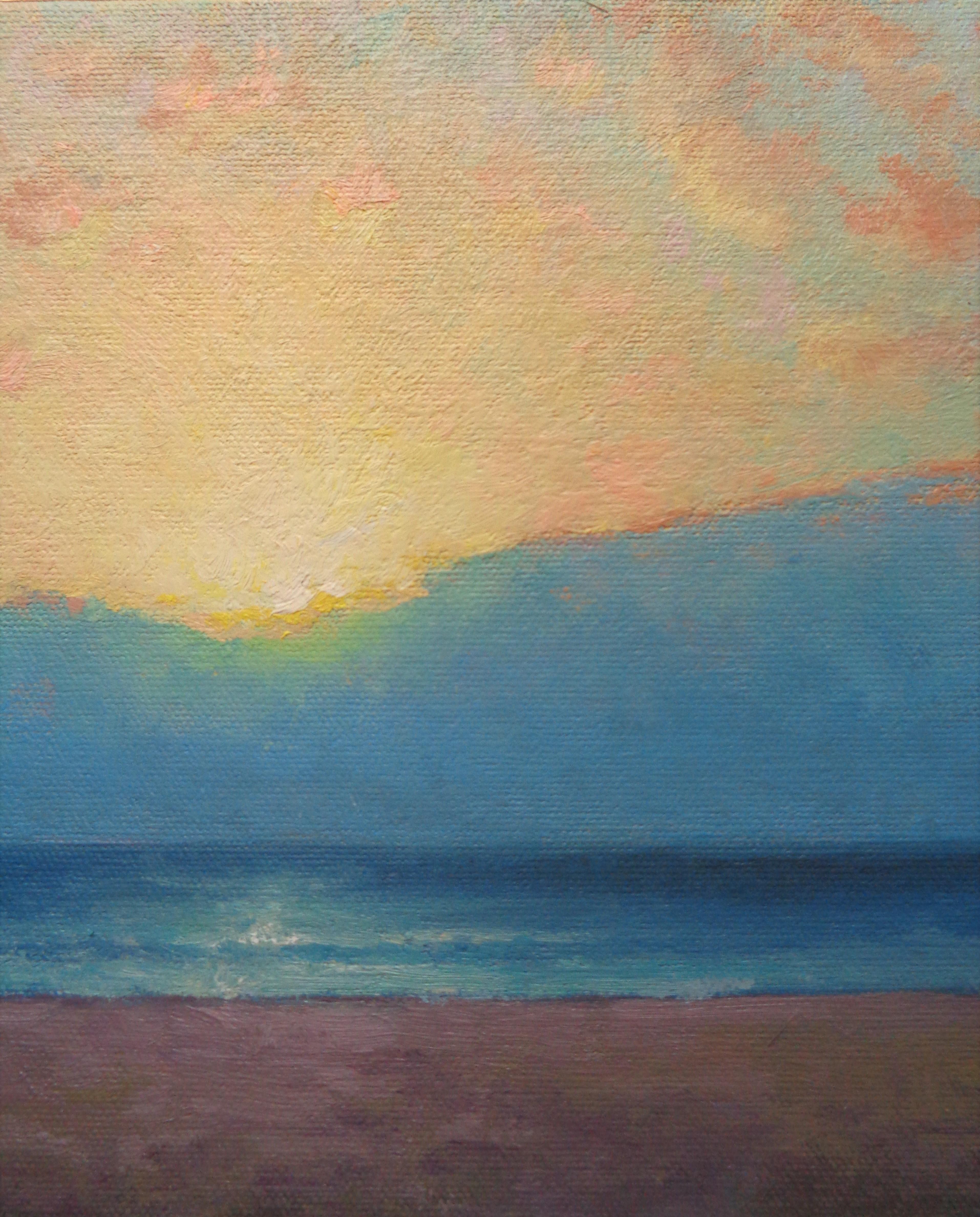 Playa Océano Paisaje marino Impresionista Pintura Michael Budden Mañana Abstracción en venta 3