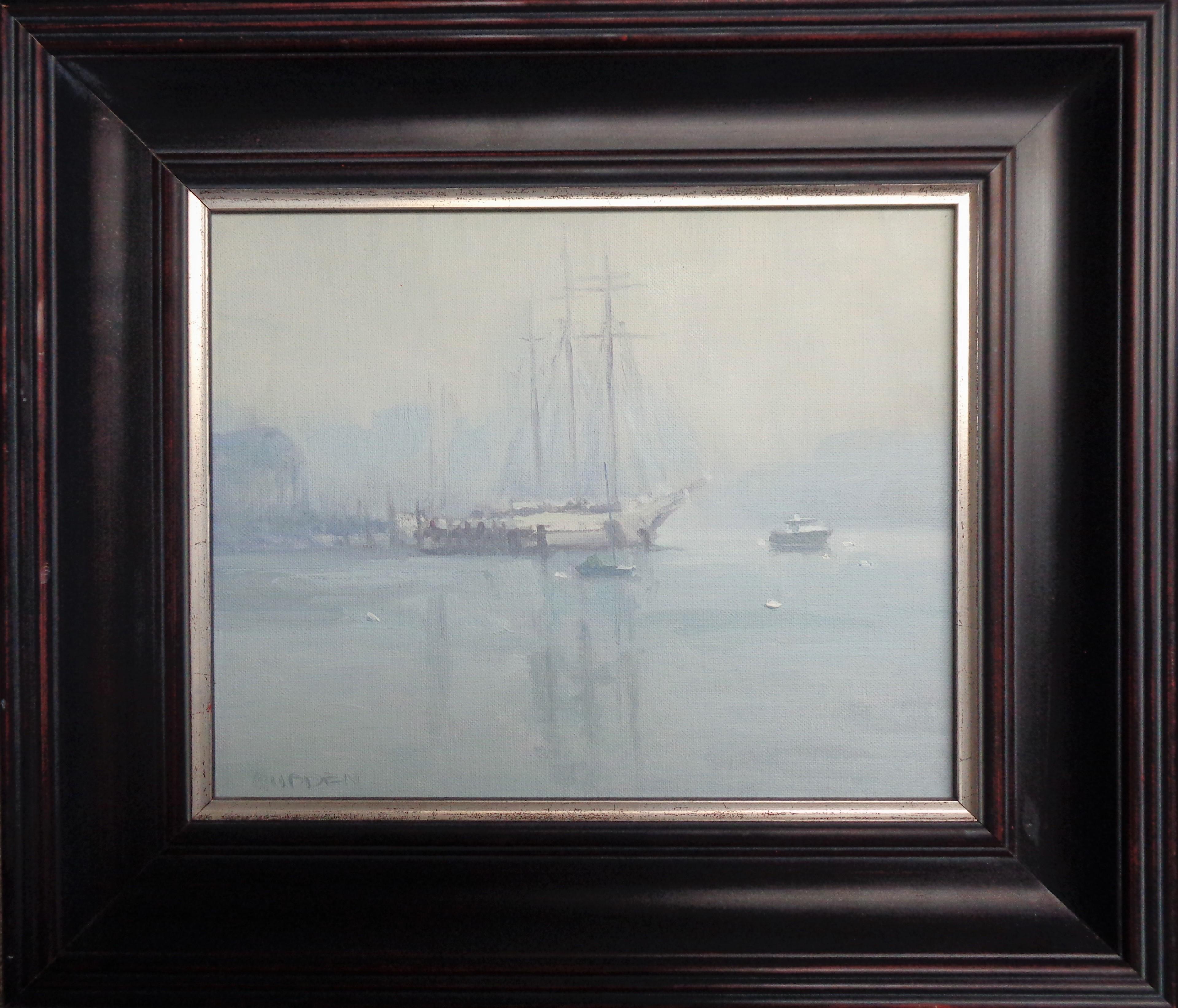 Mystic Ghosts is a plein air painting done at the Mystic Seaport by award winning contemporary artist Michael Budden that I have kept until now as it is one of my favorite plein airs. It demonstrates an impressionistic style hence the looser brush