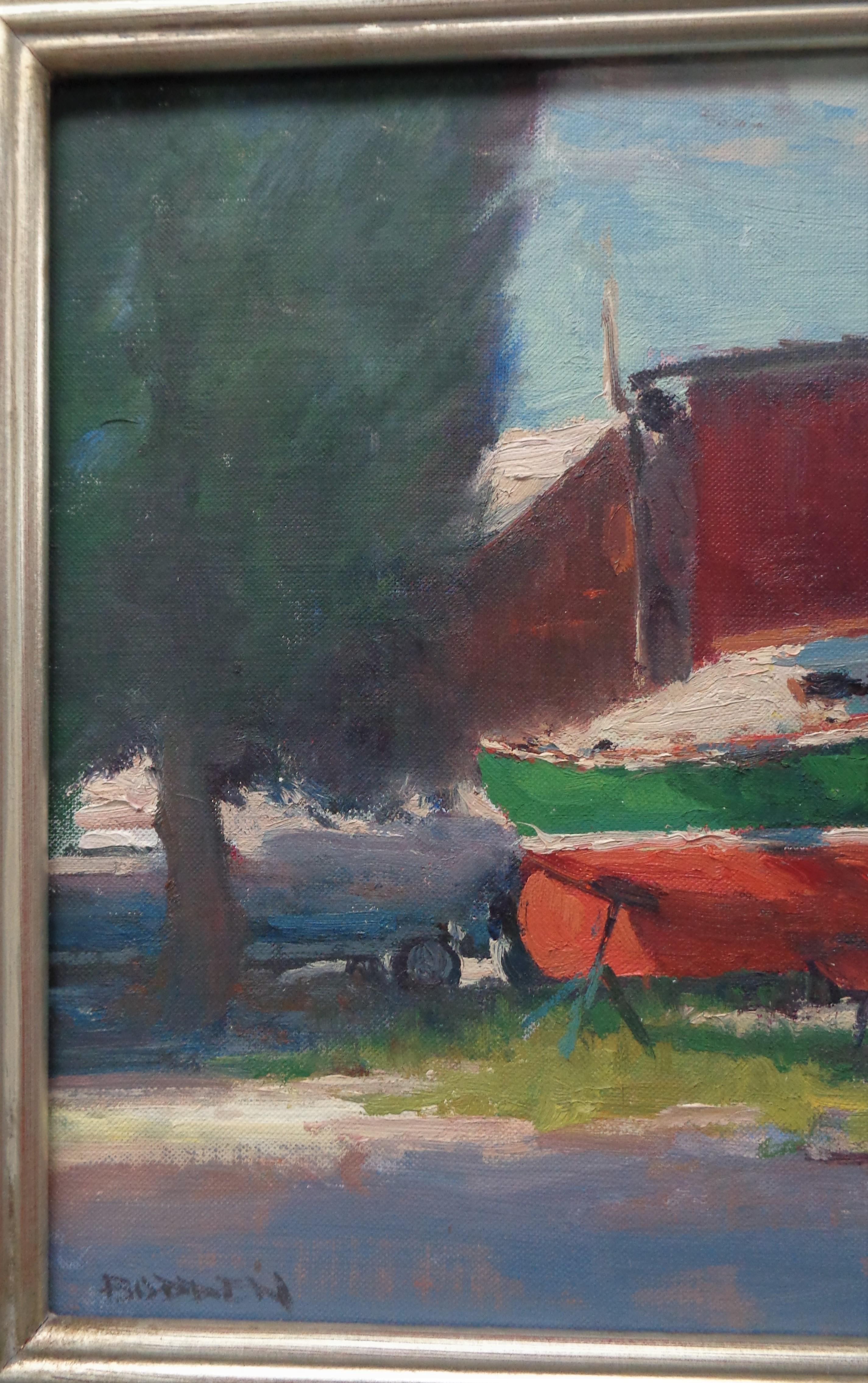 Barco Oxford Md Pintura Impresionista Paisaje Marino Michael Budden Pintura Fresca en venta 1