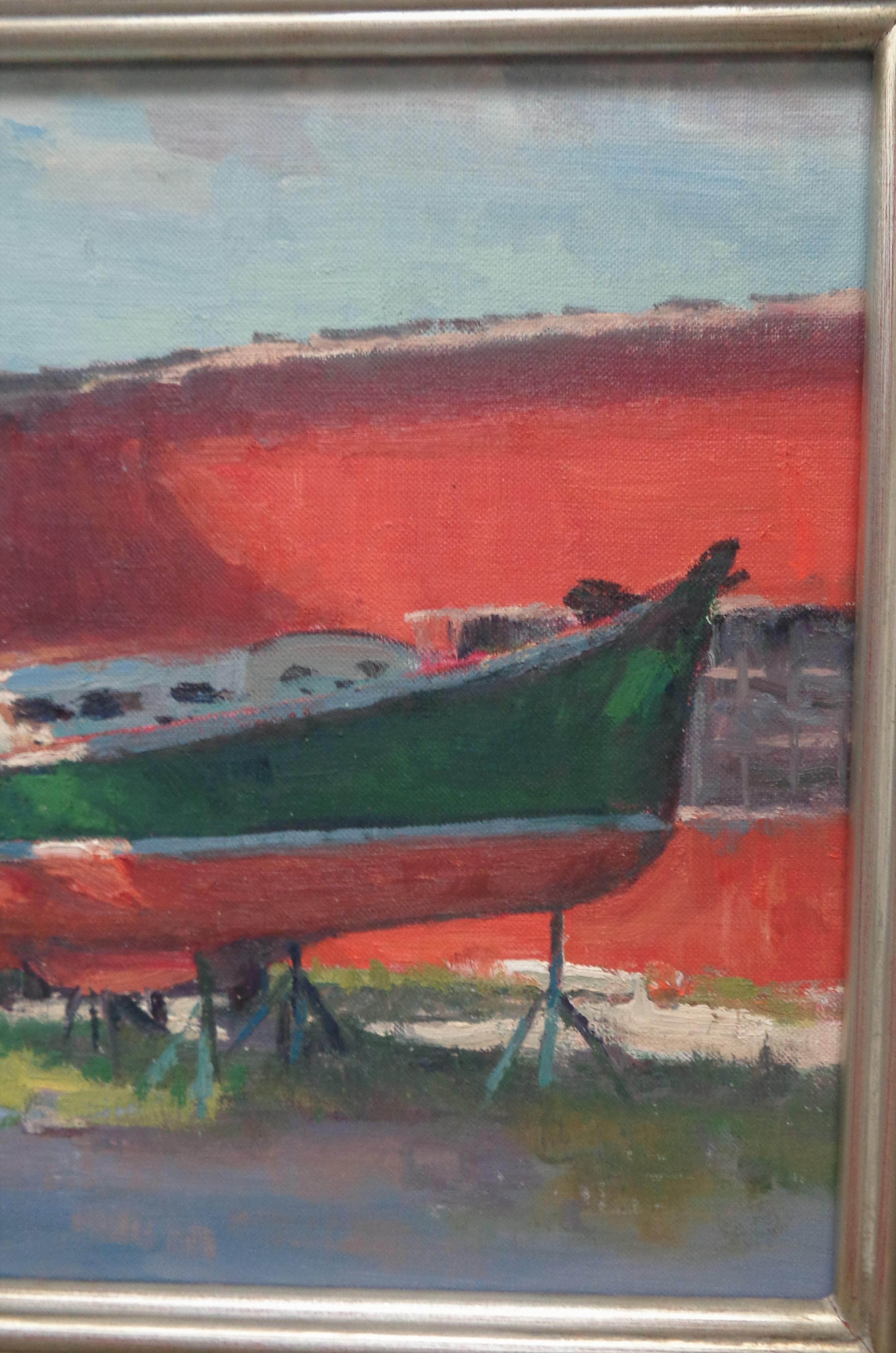 Bateau Oxford Md Peinture impressionniste de paysage marin Michael Budden Fresh Painting en vente 3