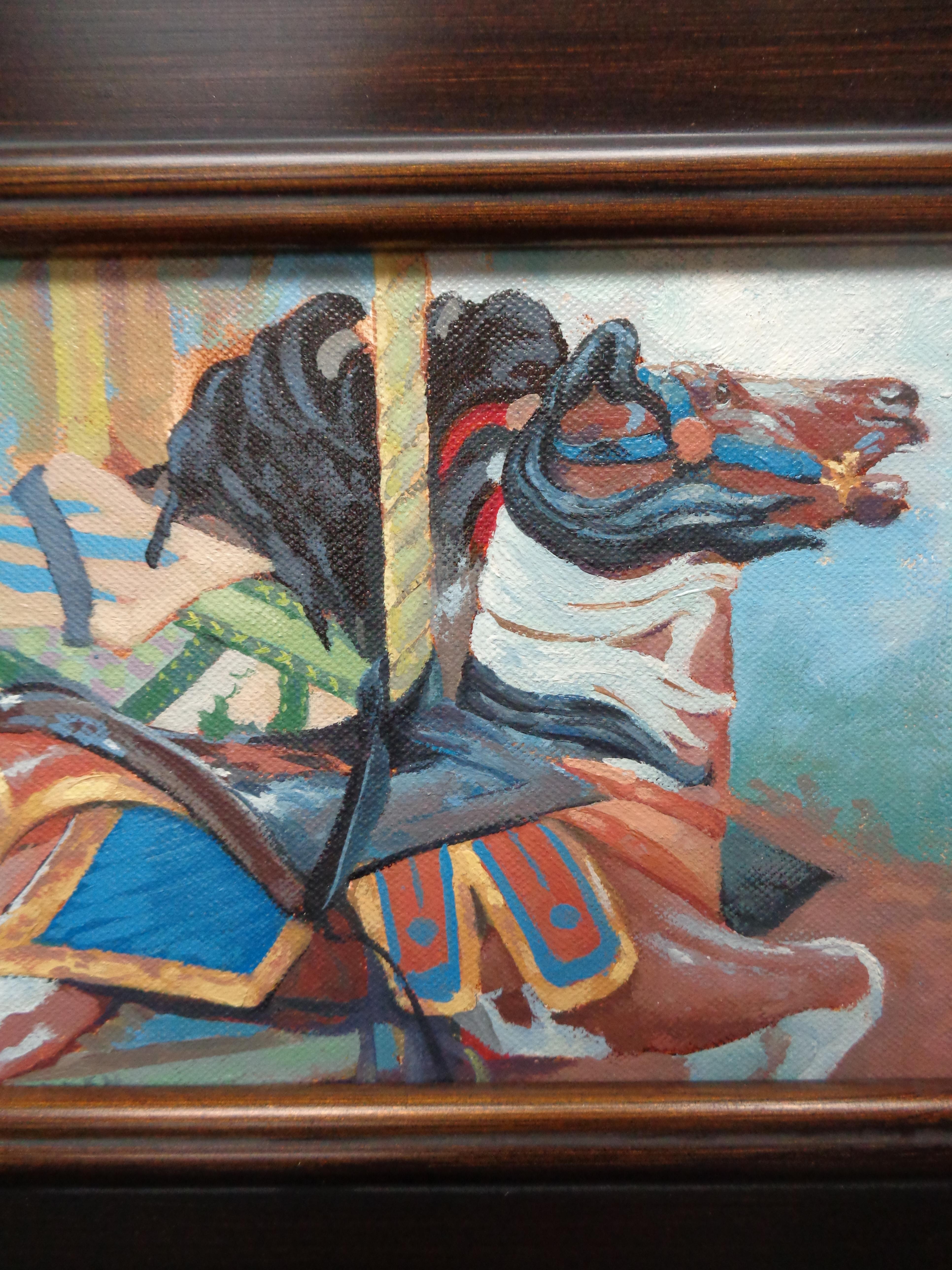 Carousel Central Park Contemporary NYC Landscape Oil Painting by Michael Budden For Sale 2